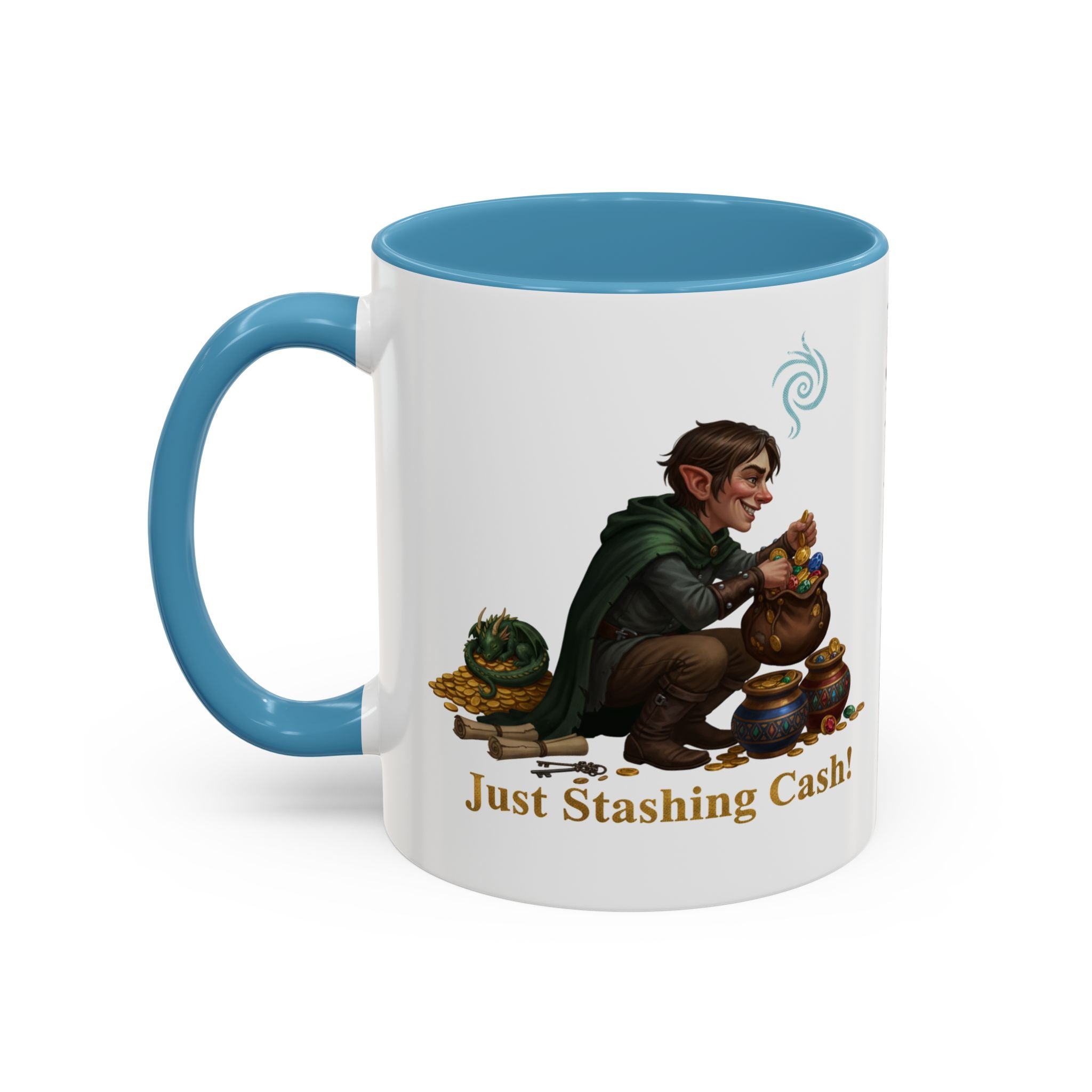 Accent Coffee Mug — "Just Stashing Cash!" Fantasy Gnome Money Mug (11/15oz)