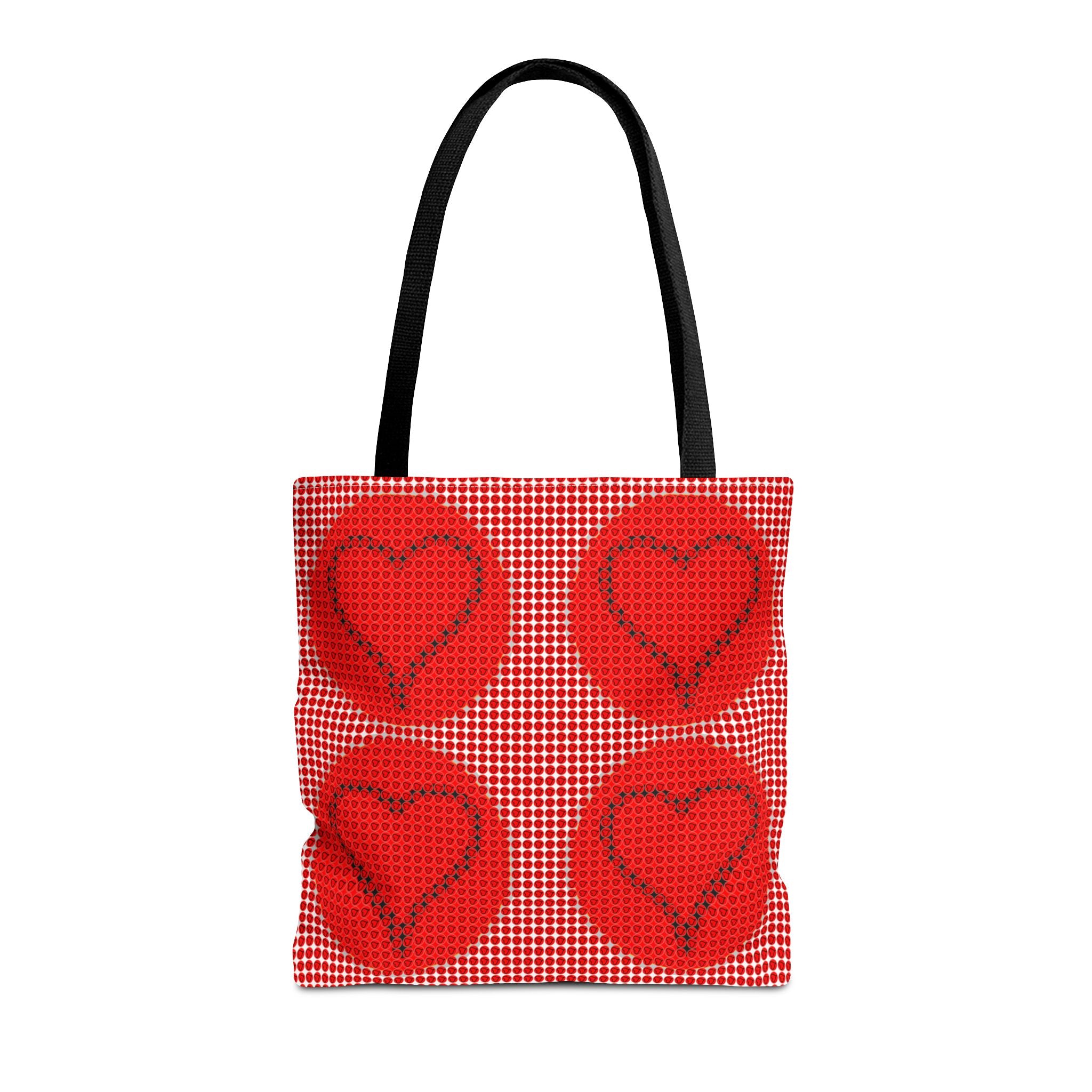 Heart Pattern Tote Bag — Red Valentine All-Over Print Canvas Tote