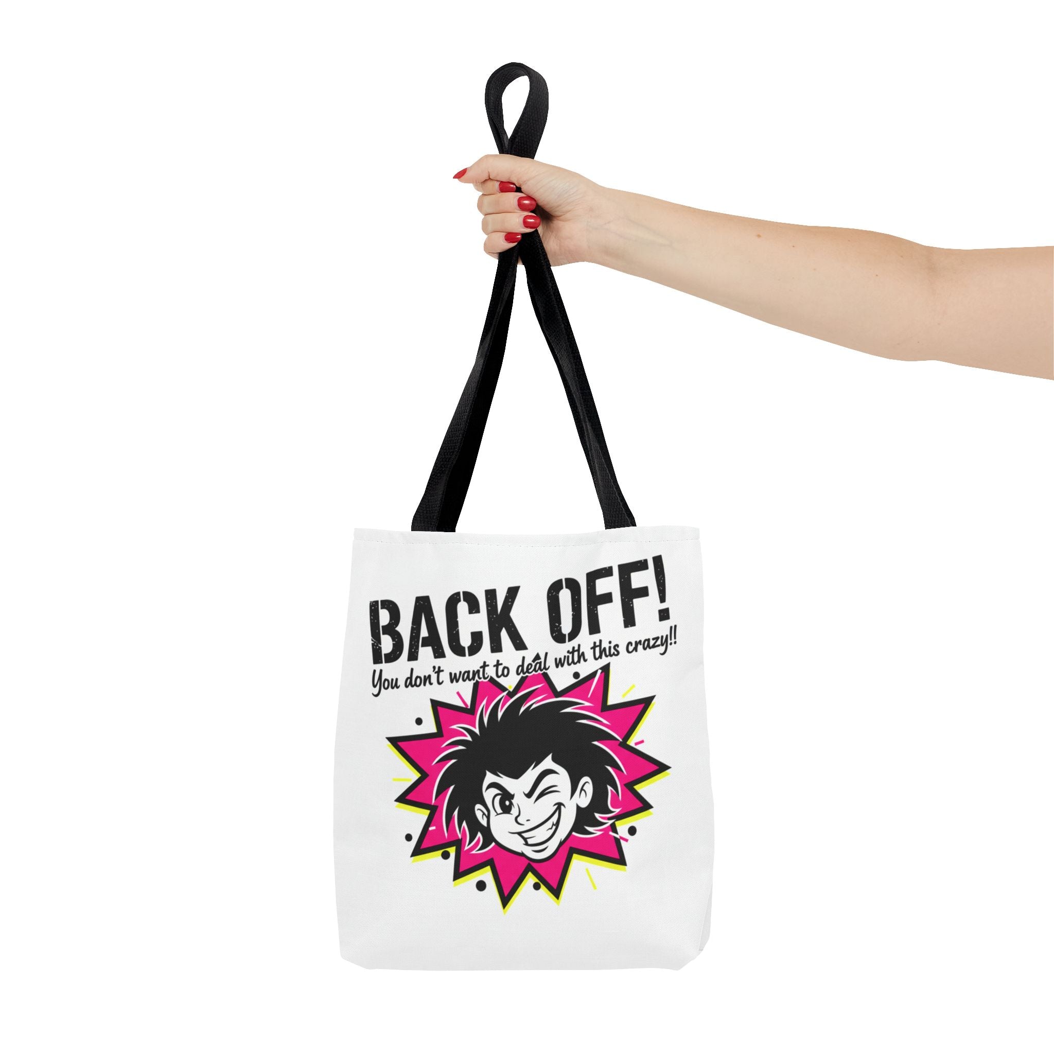 Back Off! Graphic Tote Bag — Funny Retro Punk Design