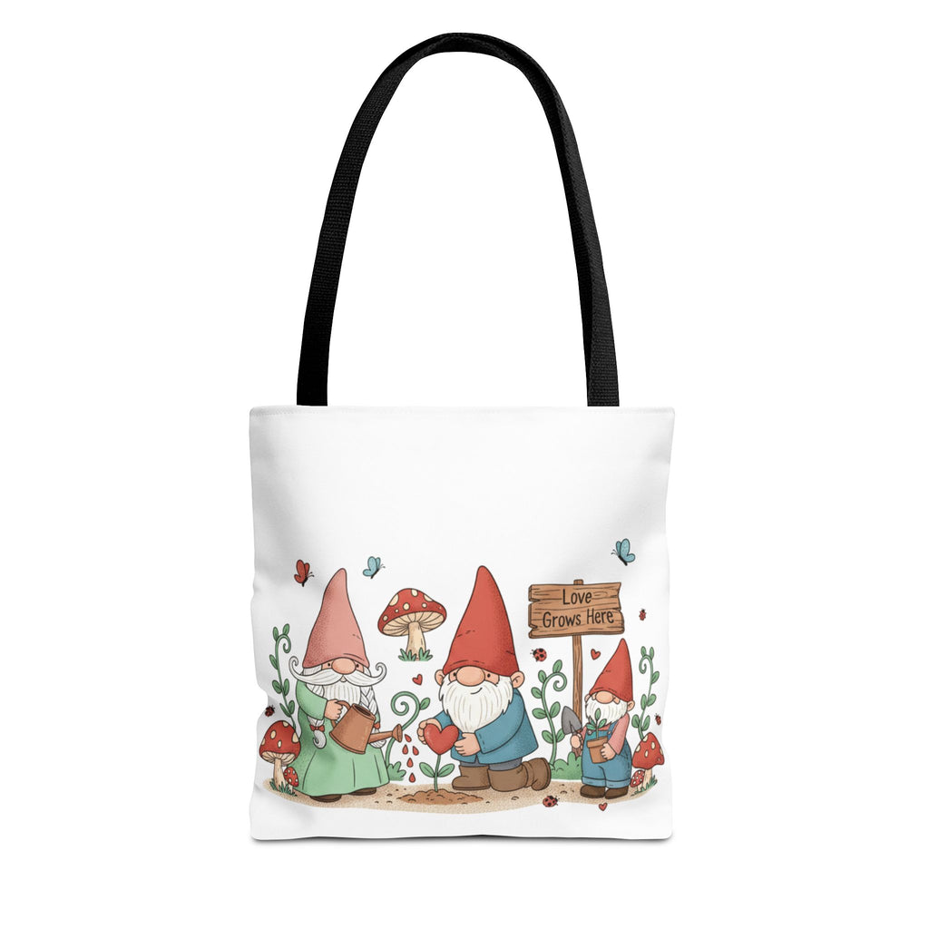 Gnome Garden Tote Bag — Cute Gardening Gnomes "Love Grows Here" Canvas Tote