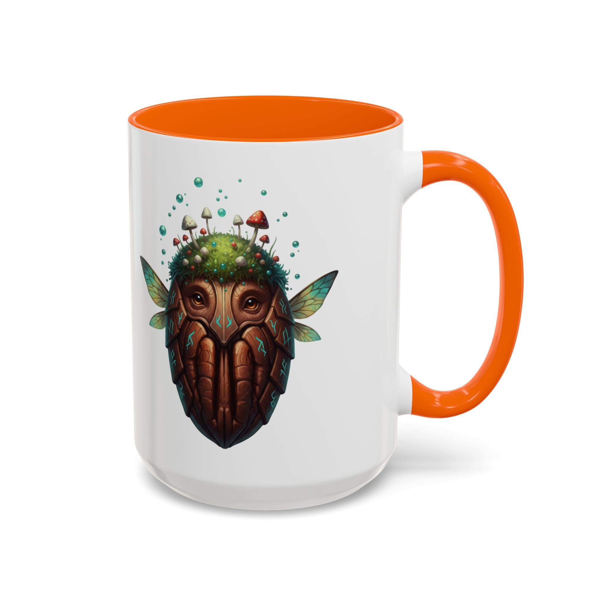 Mushroom Forest Mask Accent Coffee Mug — Fantasy Woodland Creature 11/15oz