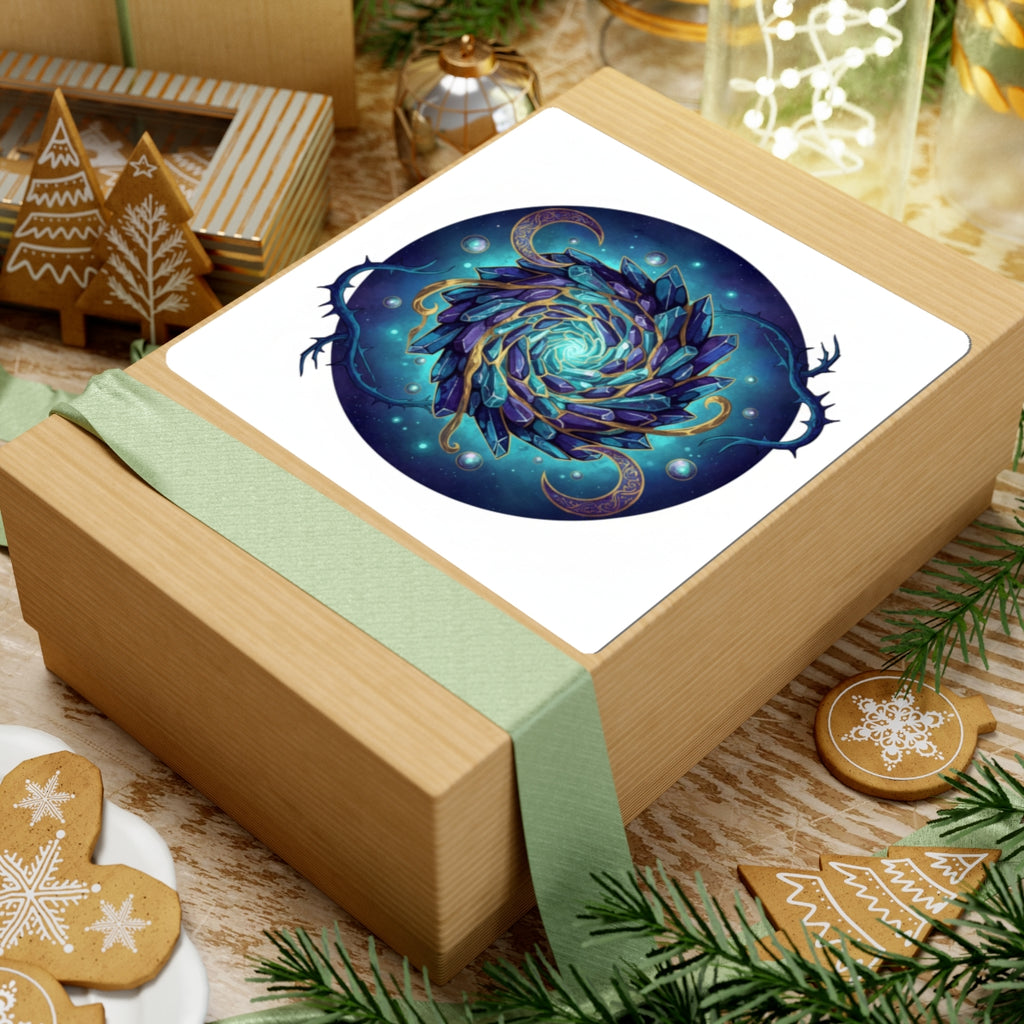 Mystic Crystal Spiral Sticker — Cosmic Blue Kiss-Cut Decal