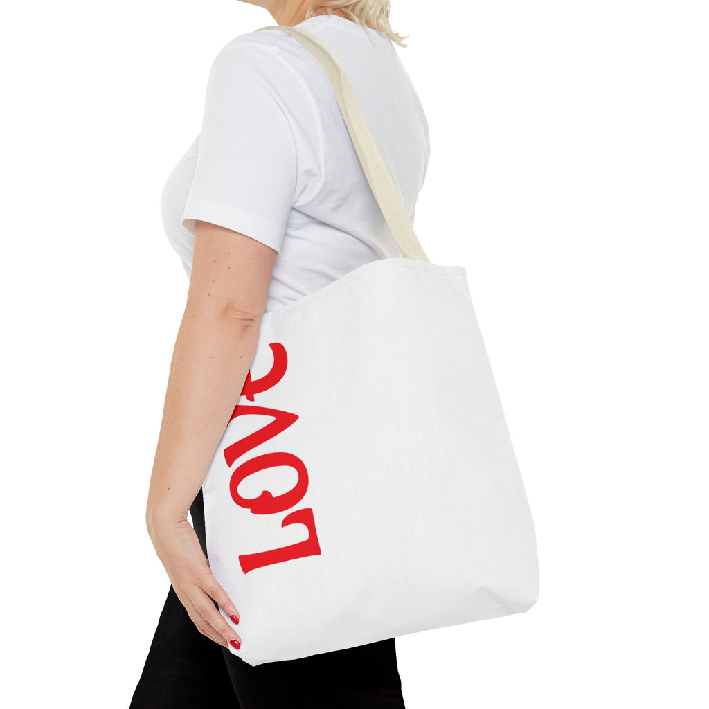 LOVE Vertical Red Tote Bag – Romantic Valentine’s Day Canvas Tote