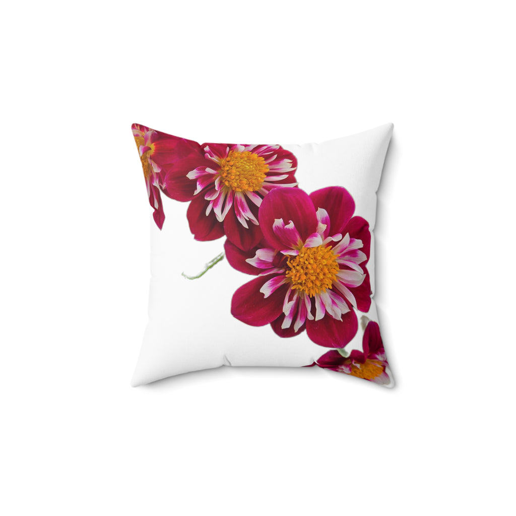 Magenta Dahlia Floral Throw Pillow – Square Decorative Cushion
