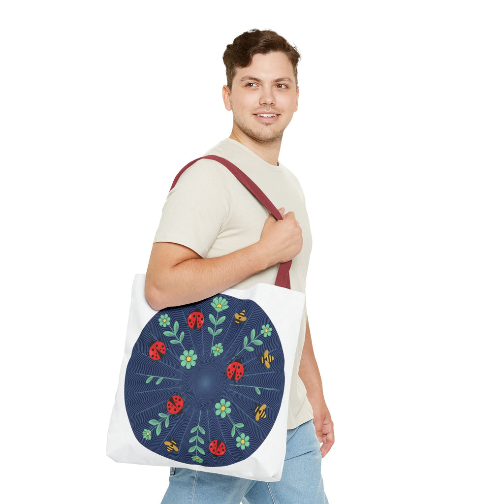 Ladybug Garden Tote Bag — Floral Circular Print AOP Tote
