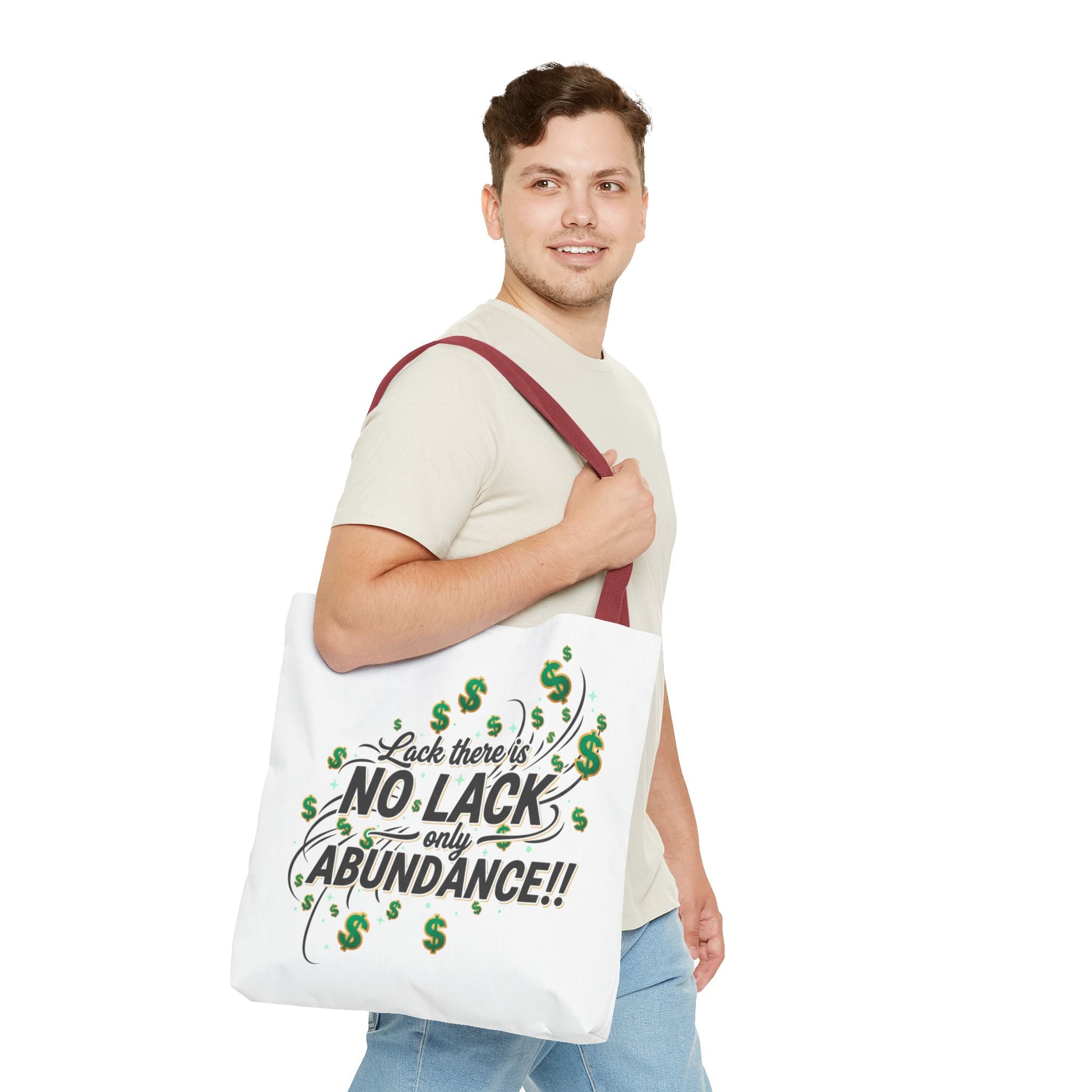 Abundance Tote Bag — "No Lack Only Abundance" Motivational Money Design