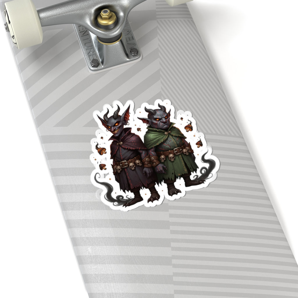Goblin Twins Fantasy Sticker — Dark Cute RPG Character Kiss-Cut Decal