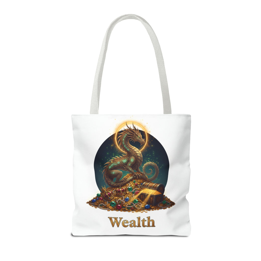 Wealth Dragon Tote Bag — Fantasy Dragon Treasure Illustration Tote