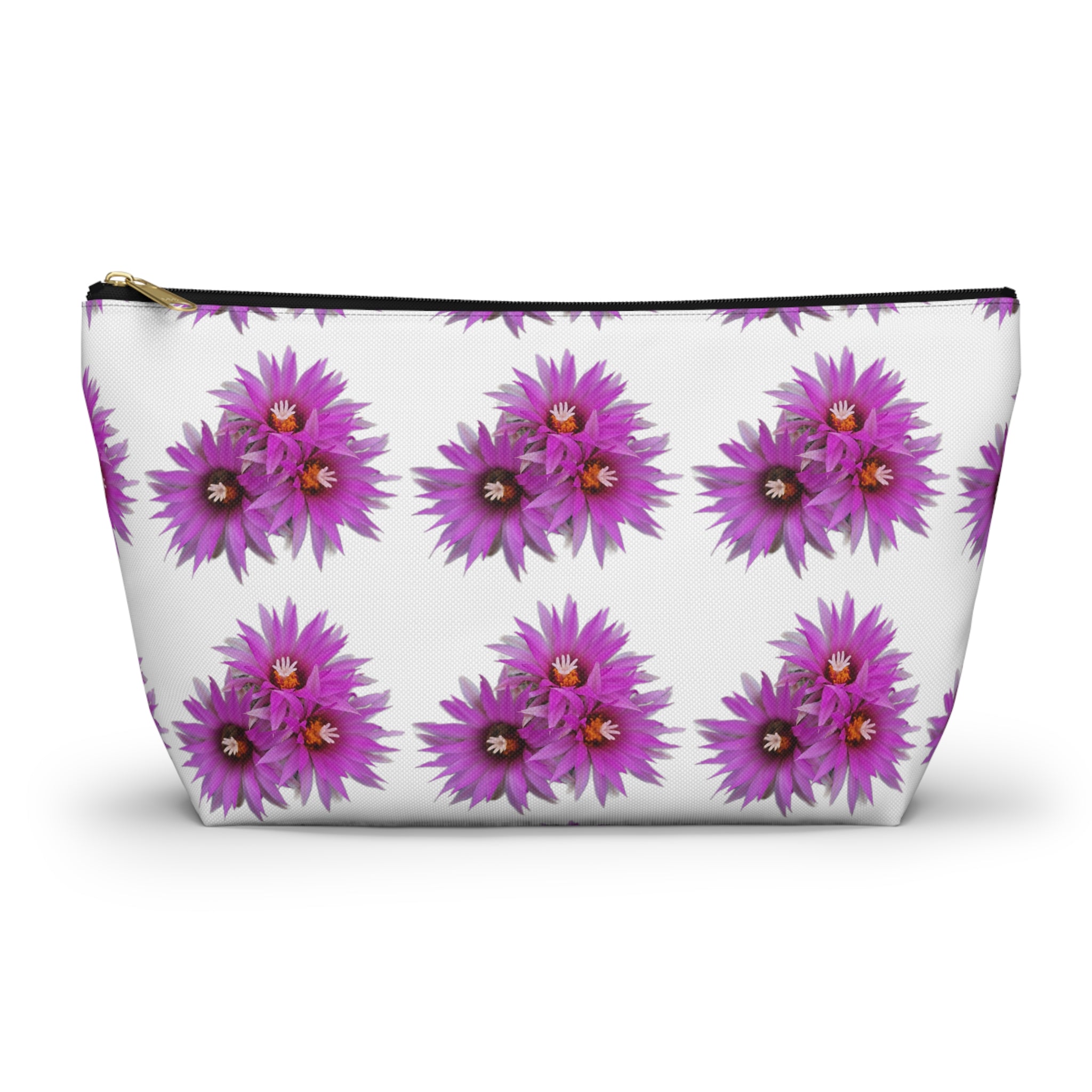 Purple Daisy Accessory Pouch — Floral Makeup & Travel T-Bottom Bag