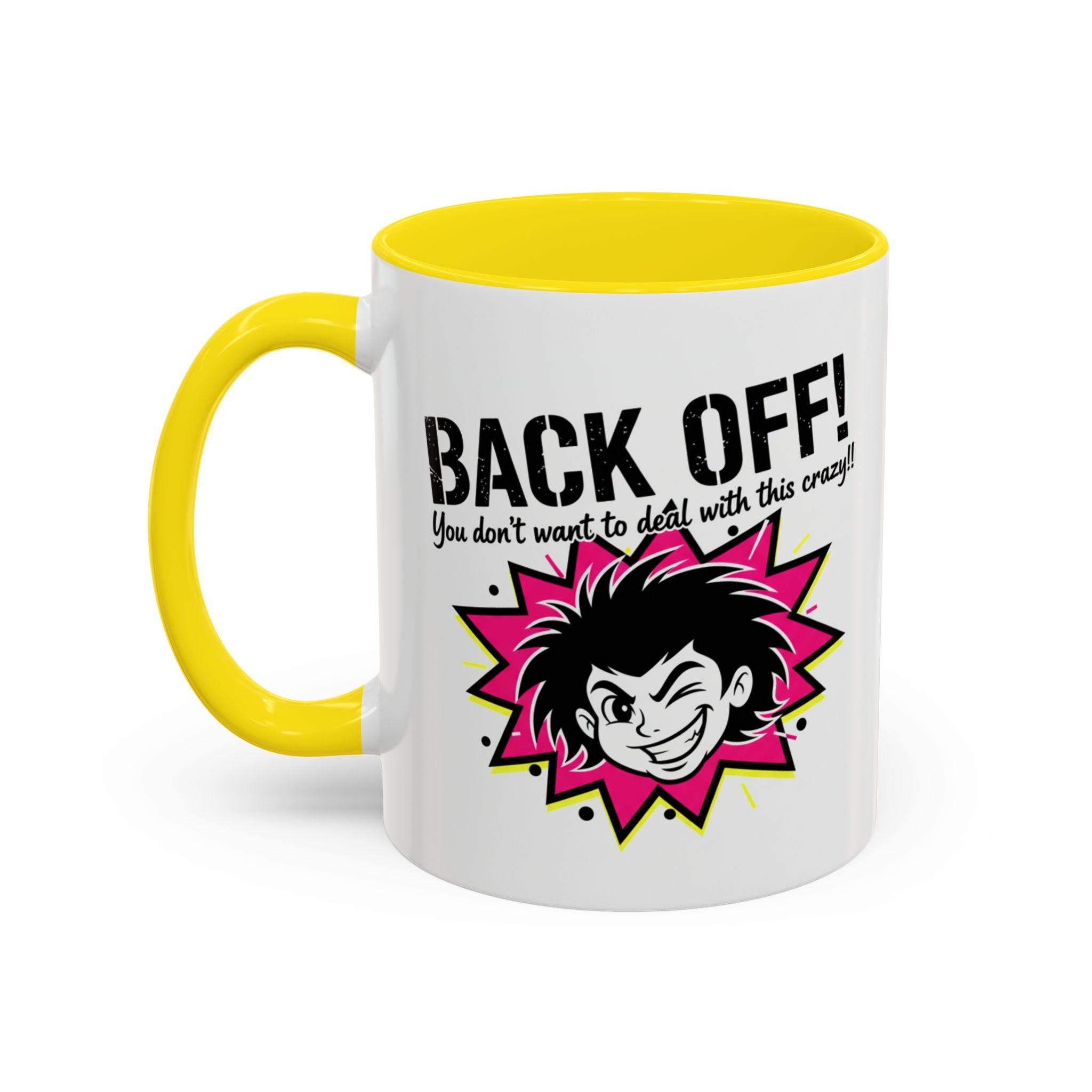 Back Off! Funny Cartoon Face Accent Coffee Mug — 11/15oz