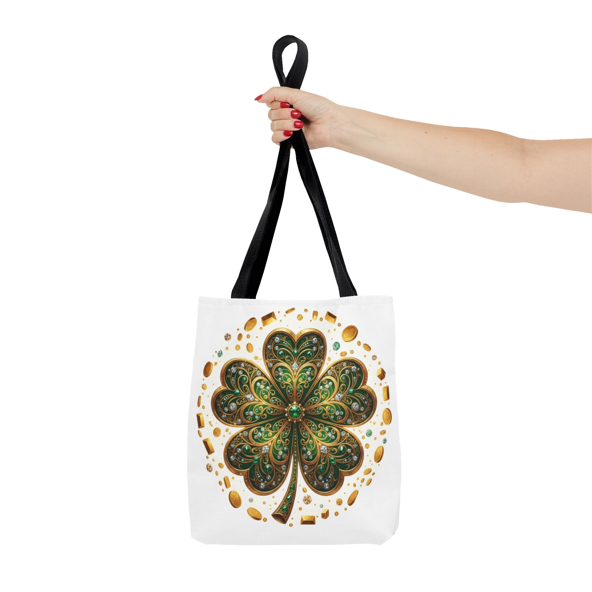 Celtic Shamrock Tote Bag — Green Four-Leaf Clover St. Patrick’s Day All-Over Print