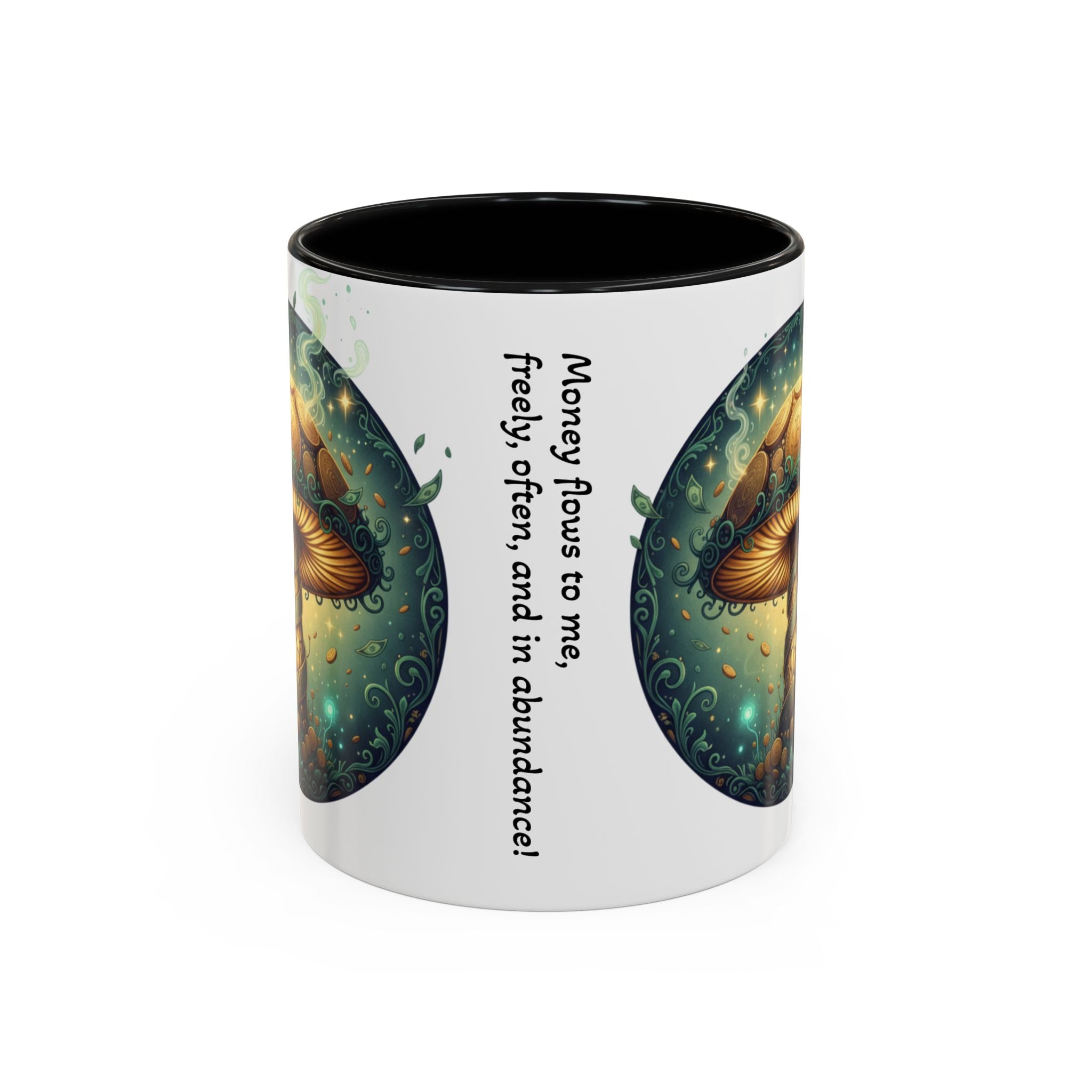 Mushroom Alchemy Coffee Mug — "Money flows to me freely, given, and in abundance" (11/15oz)