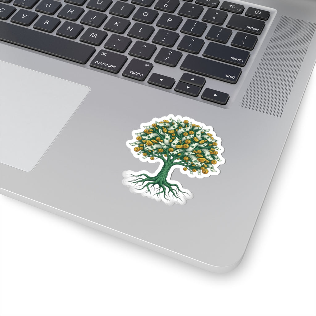 Money Tree Sticker — Cash & Coin Tree Kiss-Cut Vinyl Sticker