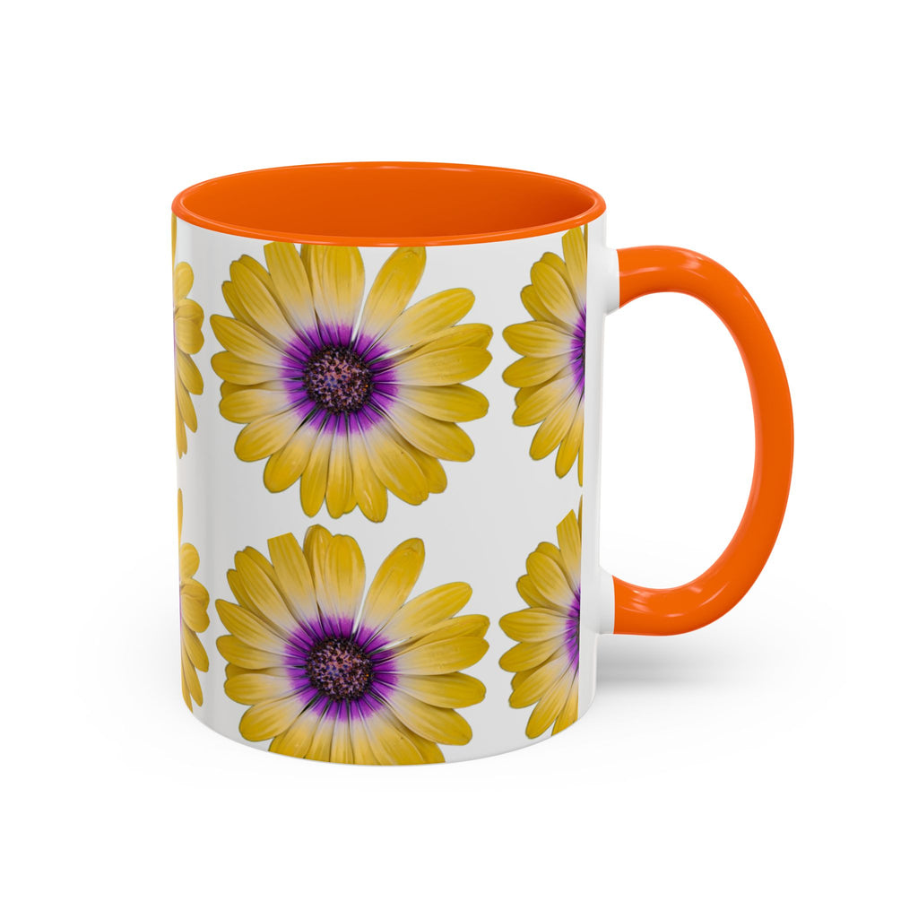 Yellow Purple Daisy Accent Coffee Mug – Floral Pattern 11/15oz