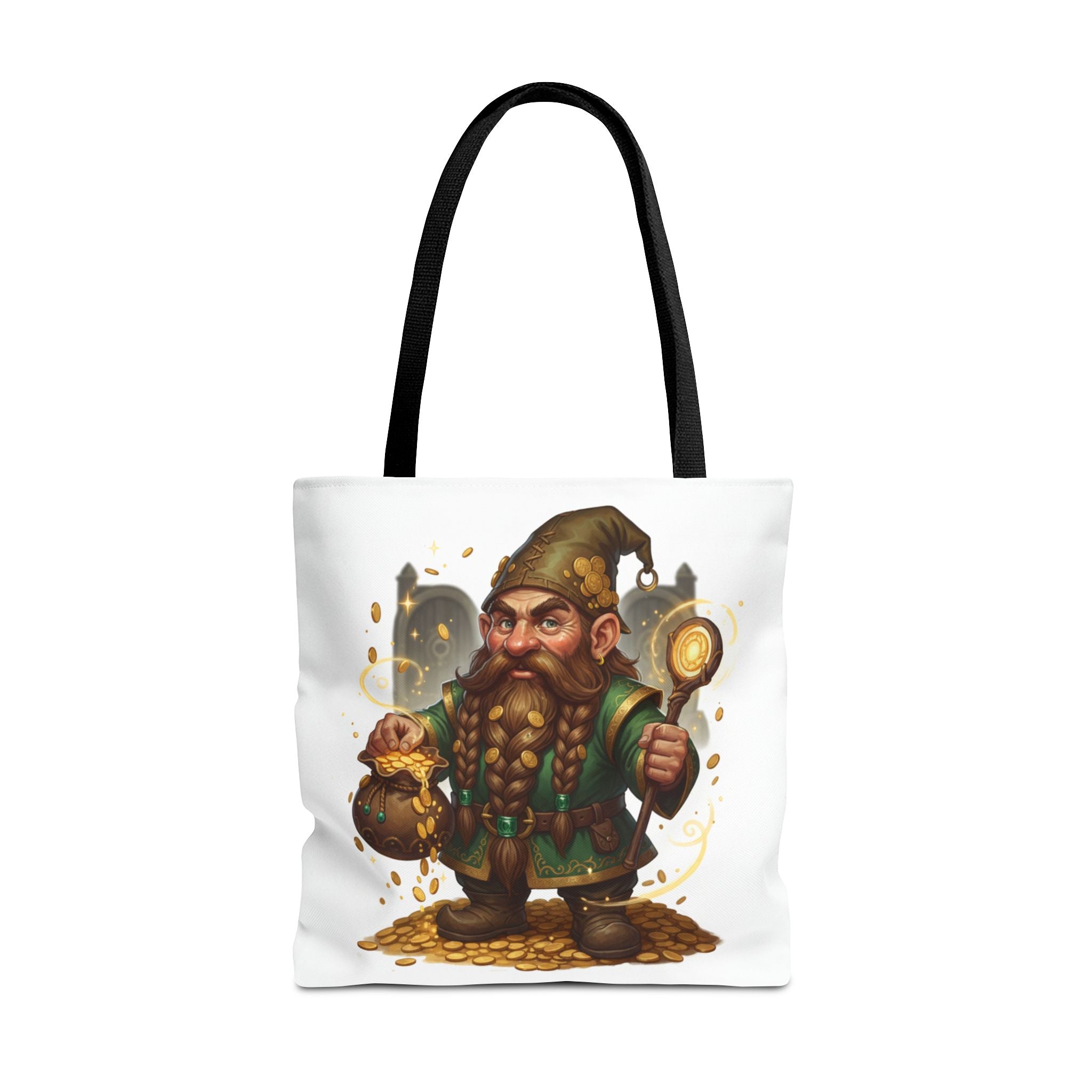 Gnome Goldkeeper Tote Bag – Fantasy Dwarf Coin Lover All-Over Print Tote