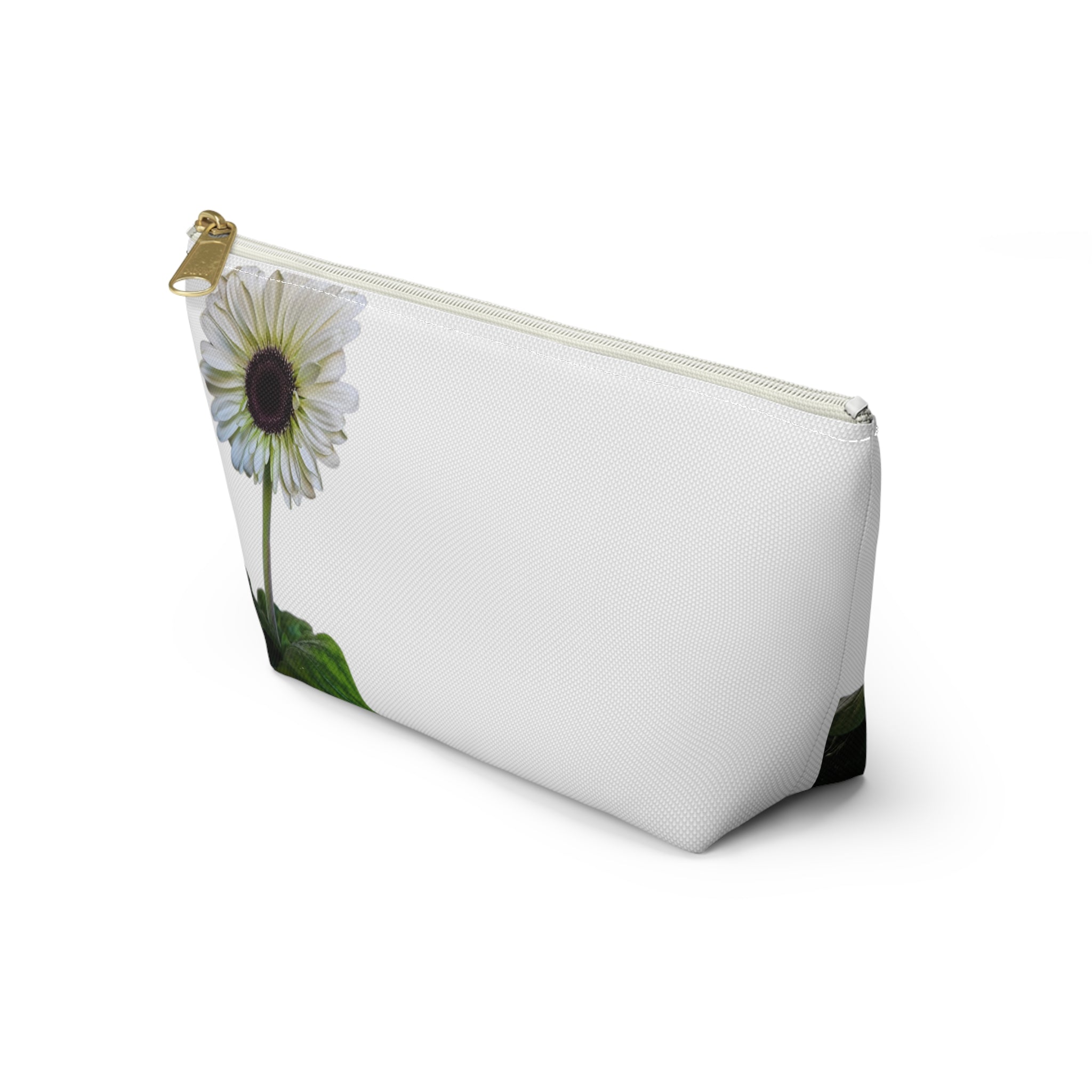 Floral Daisy Accessory Pouch — Small T‑Bottom Makeup & Travel Organizer