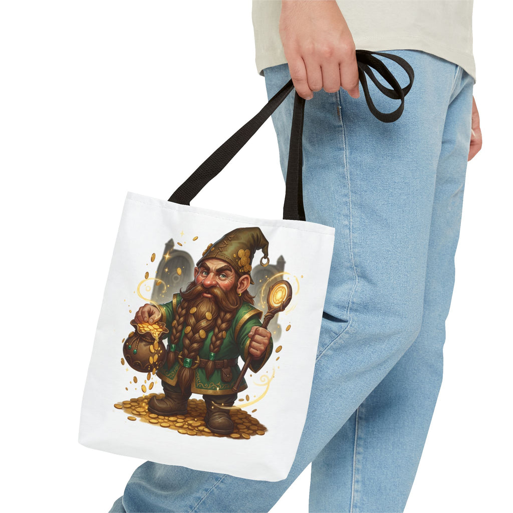 Gnome Goldkeeper Tote Bag – Fantasy Dwarf Coin Lover All-Over Print Tote