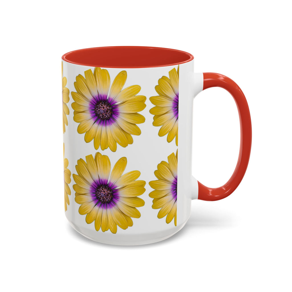 Yellow Purple Daisy Accent Coffee Mug – Floral Pattern 11/15oz
