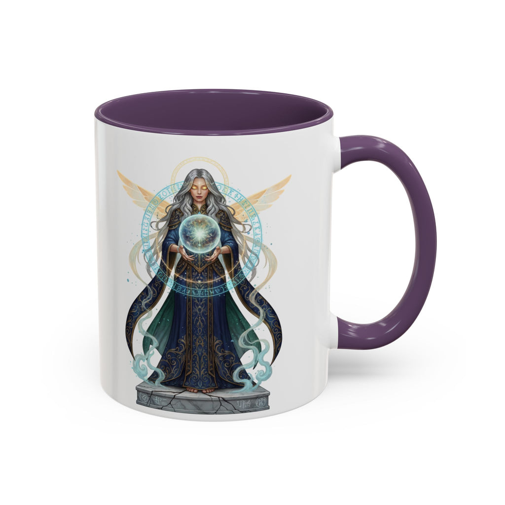 Mystic Oracle Coffee Mug — Woman with Crystal Ball Accent Mug
