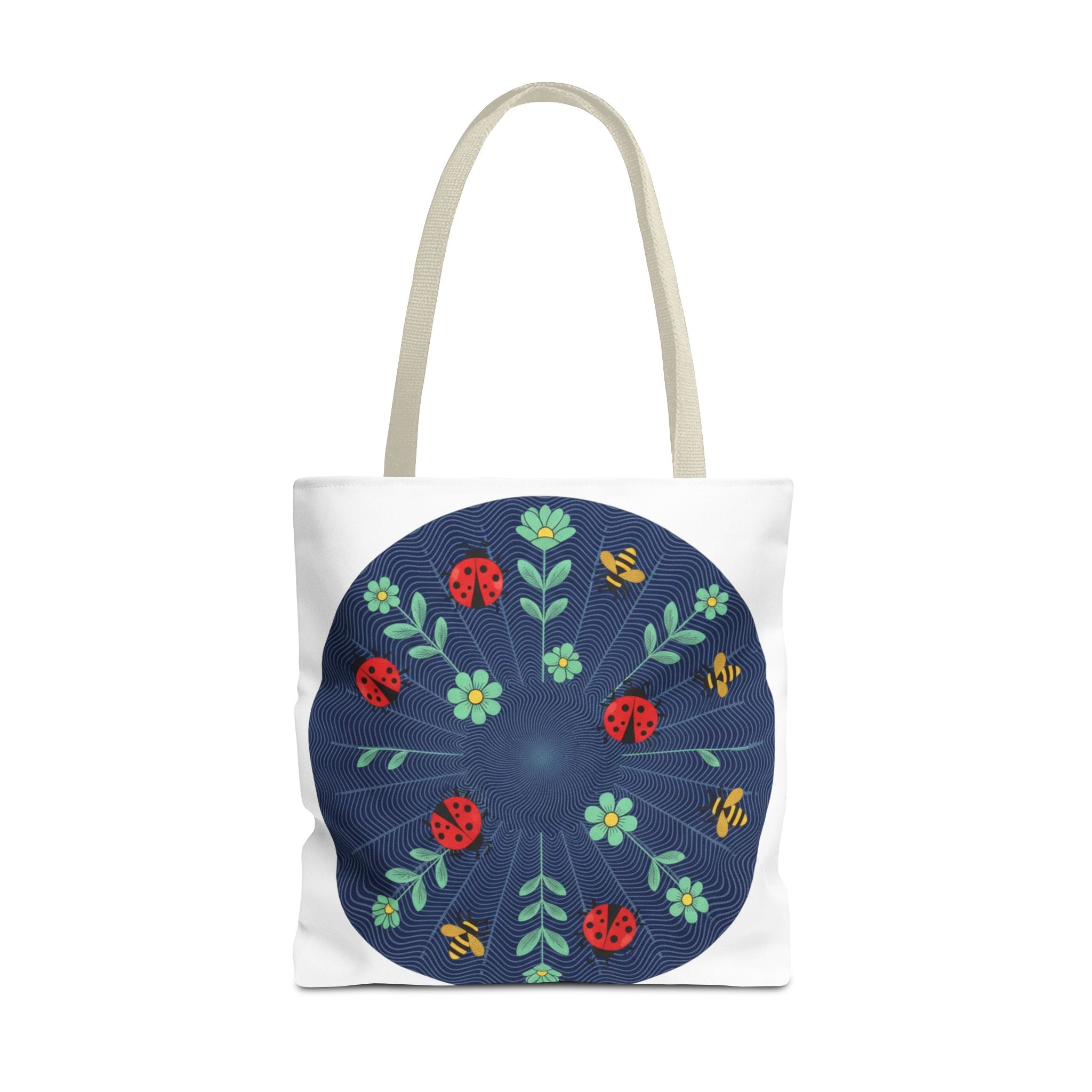Ladybug Garden Tote Bag — Floral Circular Print AOP Tote