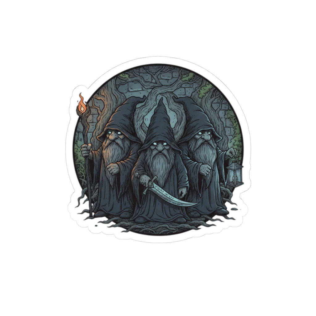 Dark Forest Wizards Sticker — Gothic Fantasy Kiss-Cut Laptop Decal