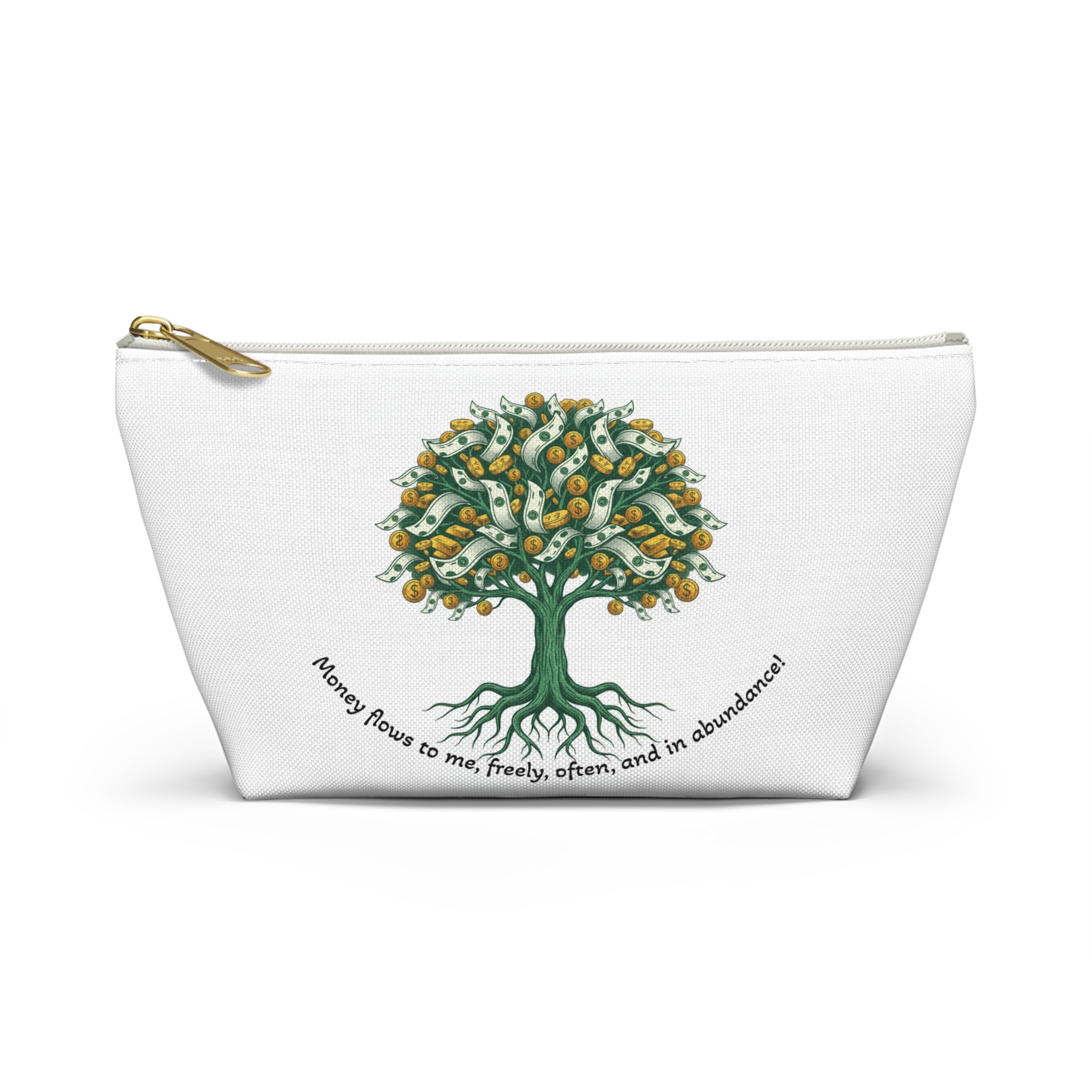 Money Tree Accessory Pouch — "Money Flows to Me, Freely, Often" Cosmetic Bag