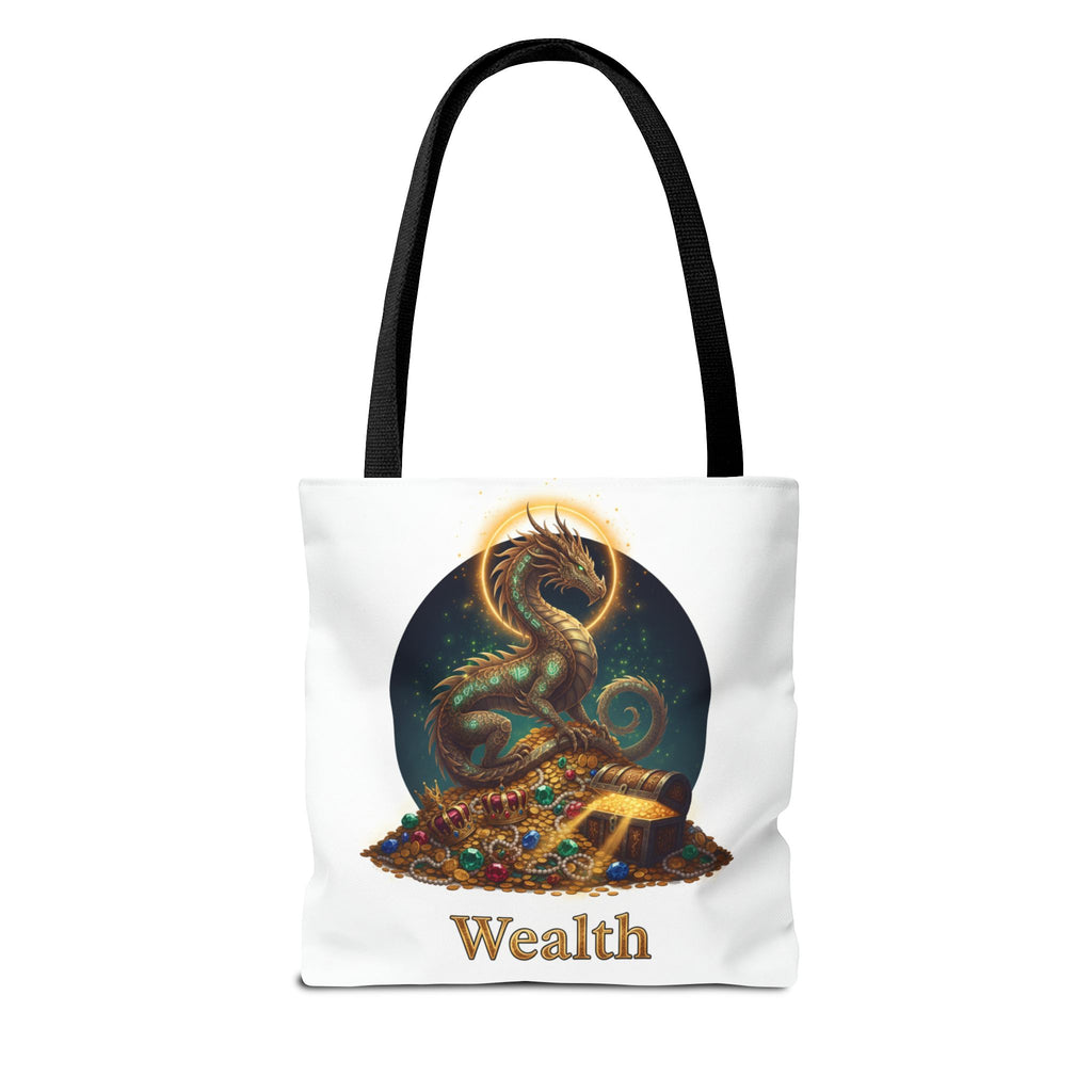 Wealth Dragon Tote Bag — Fantasy Dragon Treasure Illustration Tote