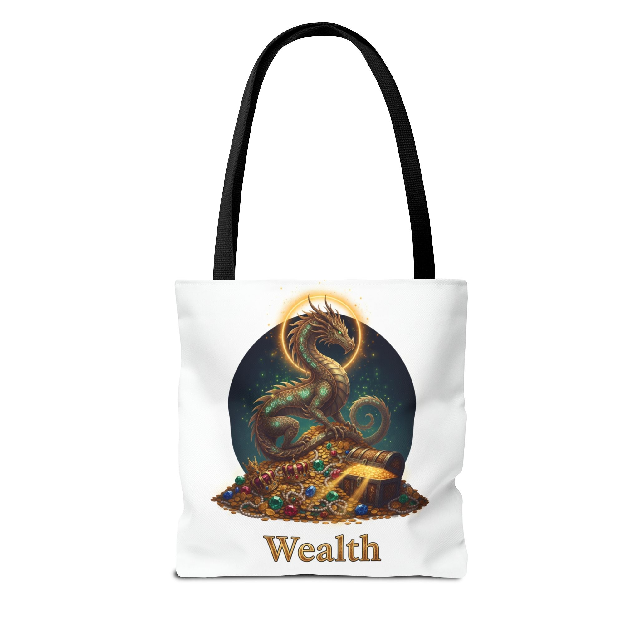 Wealth Dragon Tote Bag — Fantasy Dragon Treasure Illustration Tote