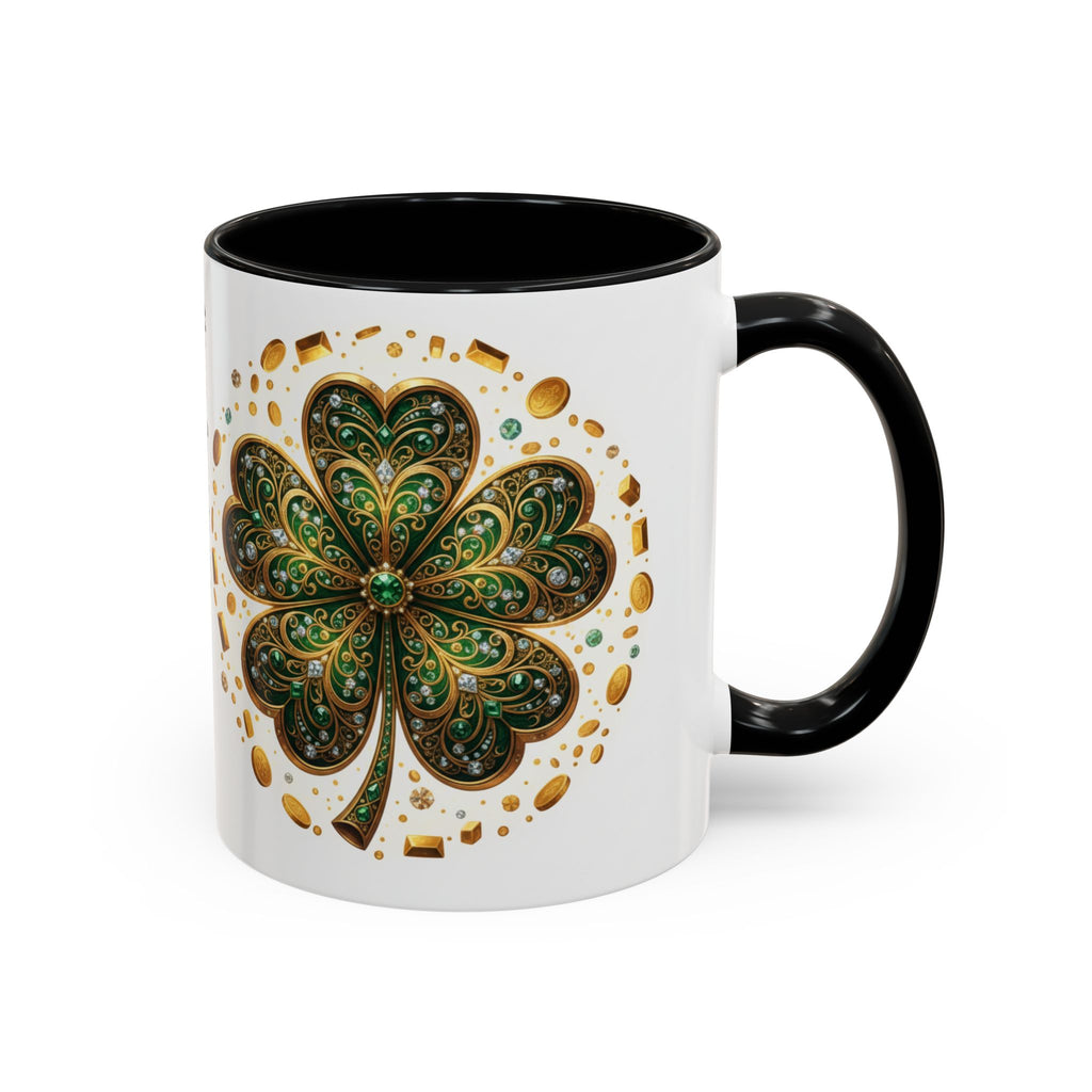St. Patrick's Shamrock Coffee Mug — "Money Flows to Me" Lucky Charm Accent Mug