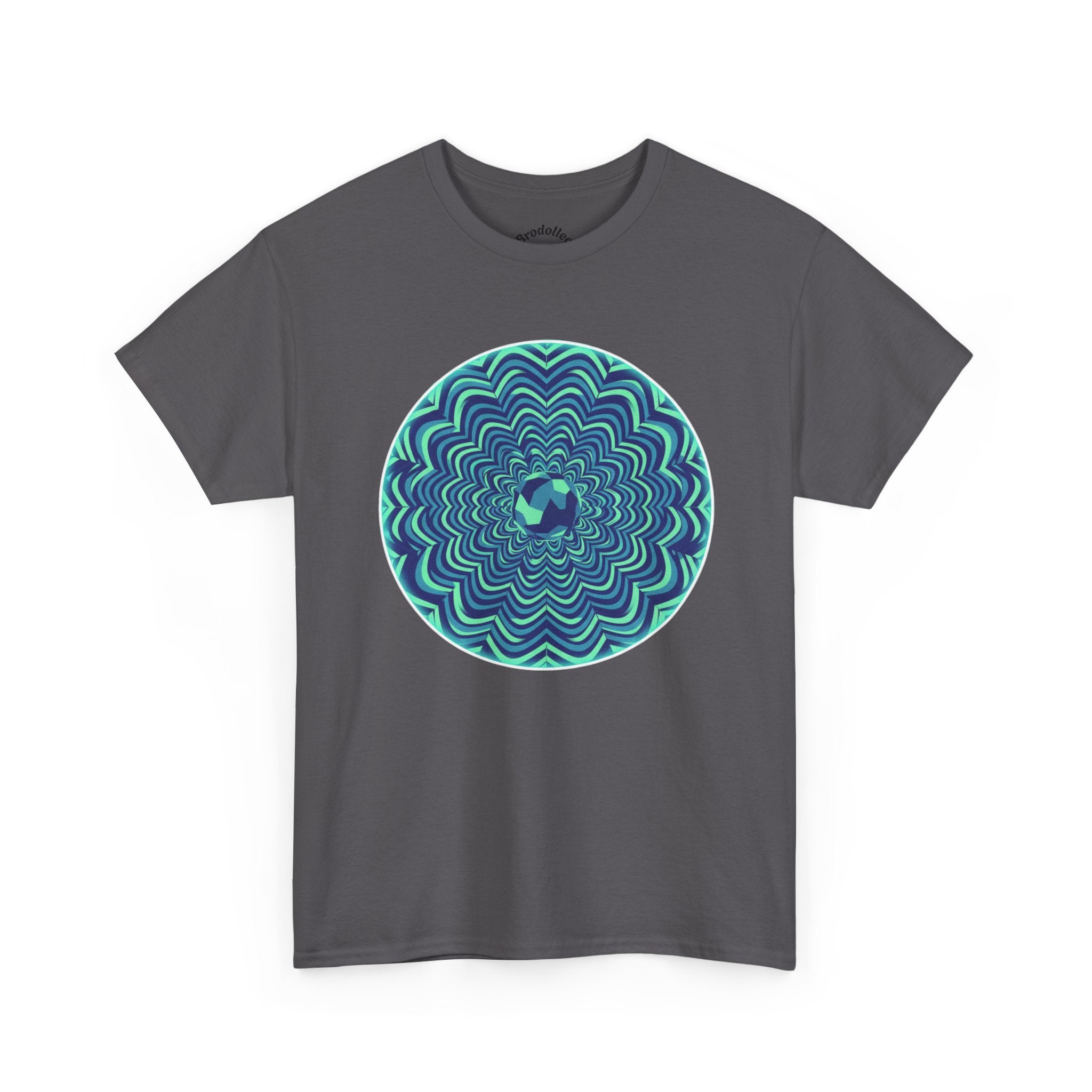 Psychedelic Mandala Tee — Blue Green Optical Spiral T-Shirt