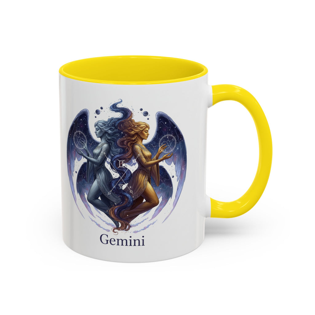 Gemini Zodiac Coffee Mug — Twin Stars Astrology Accent Mug (11/15oz)