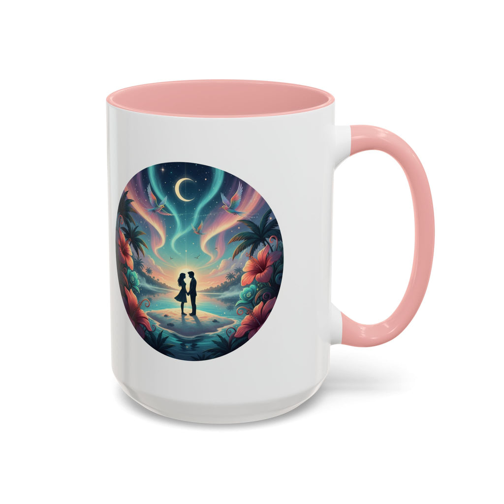 Tropical Sunset Coffee Mug — Romantic Beach Couple Accent Mug (11/15 oz)