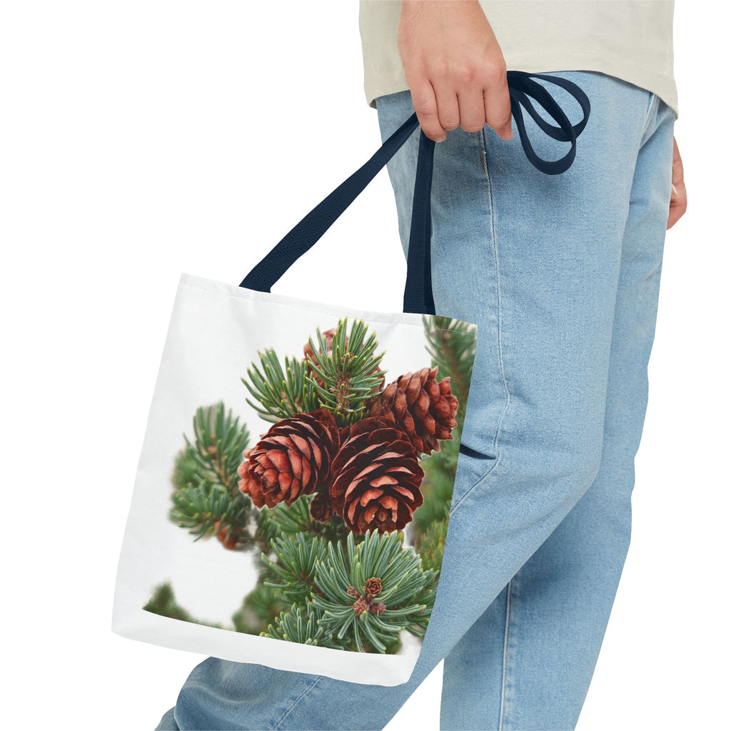 Pinecone Winter Tote Bag — Botanical Evergreen Holiday Market Bag