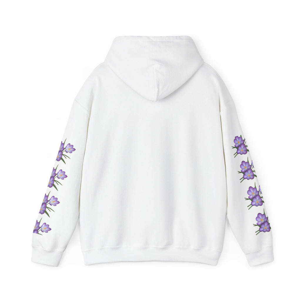 Purple Crocus Floral Hoodie — Spring Flower Graphic Sweatshirt