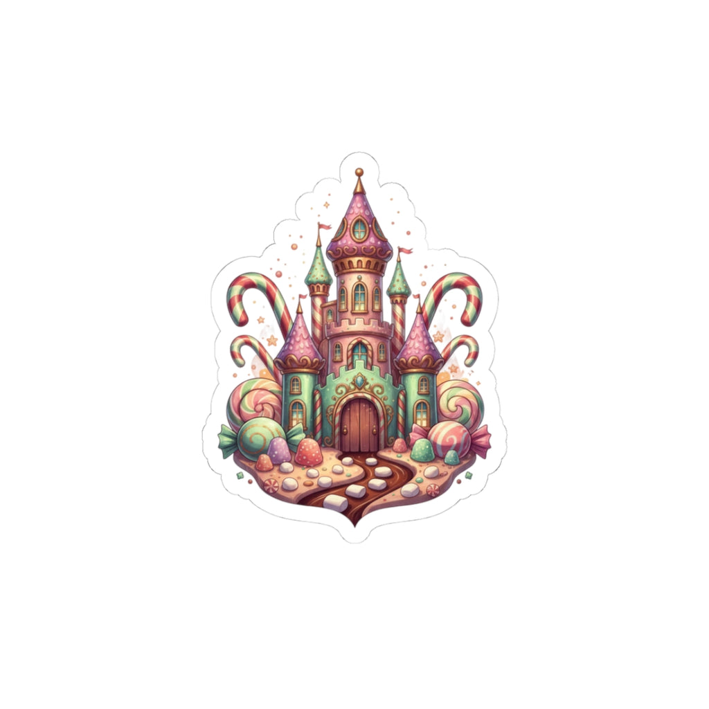 Candy Castle Kiss-Cut Sticker — Whimsical Fairy Tale Laptop Decal
