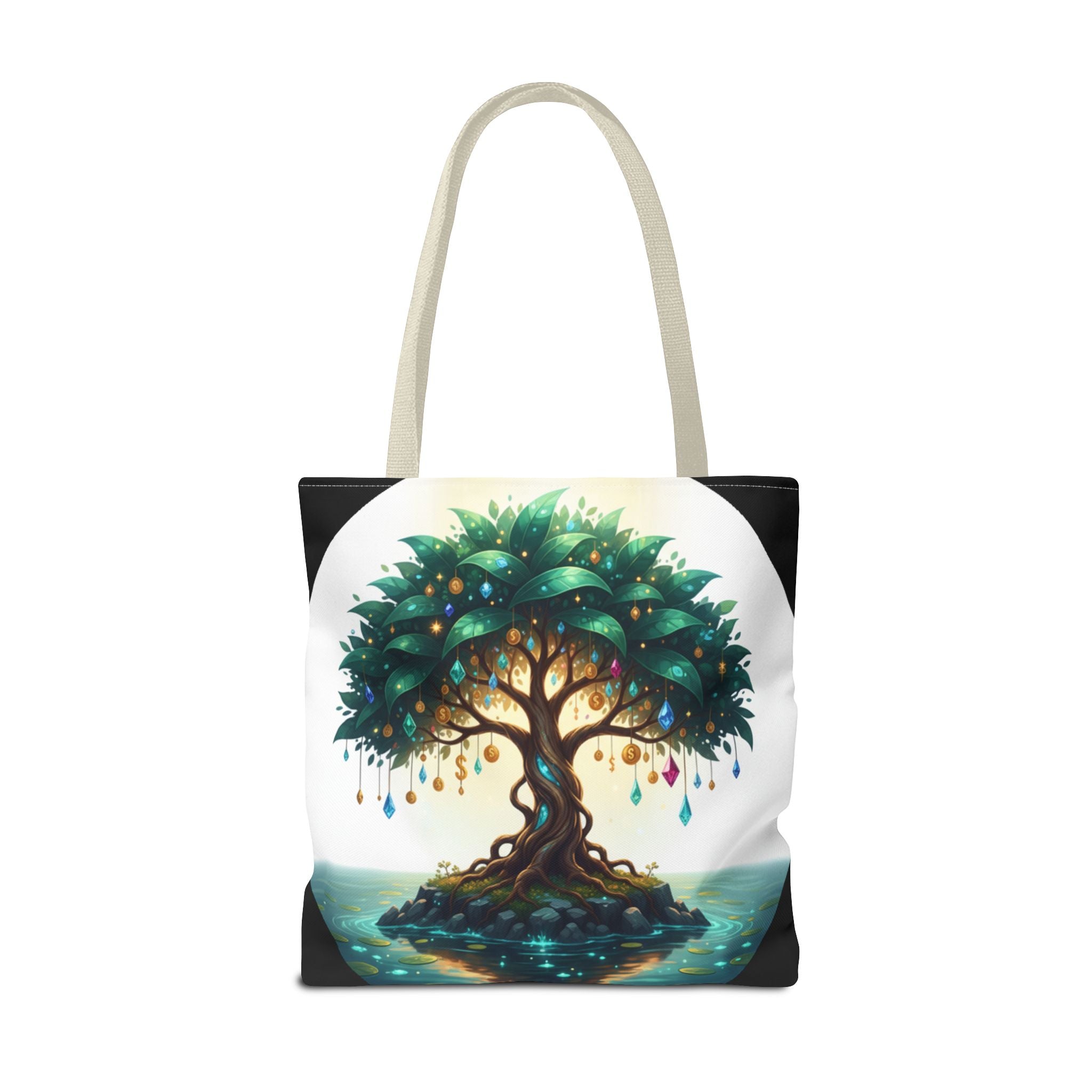 Enchanted Tree Tote Bag - Mystical Gem-Decorated Tree All-Over Print