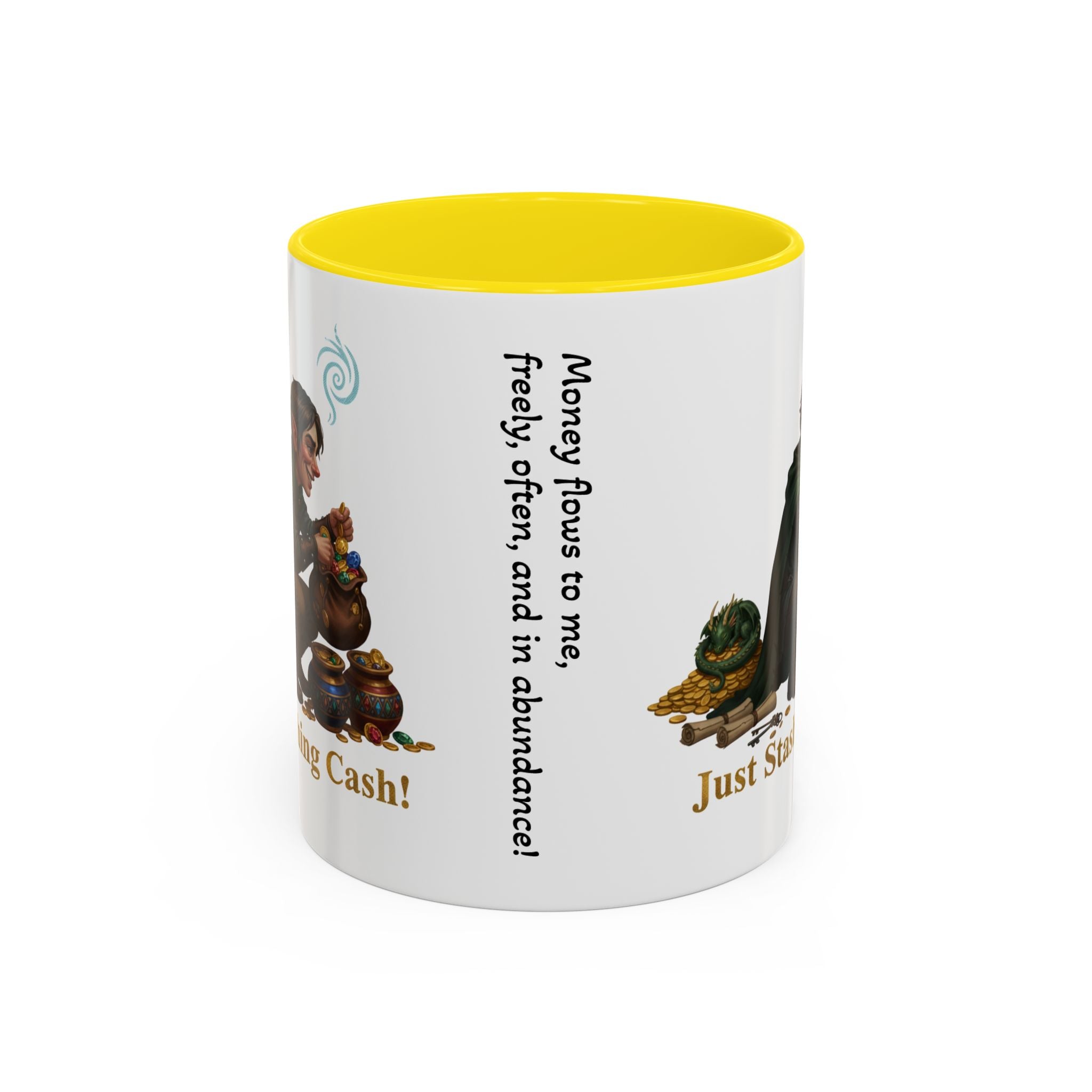Accent Coffee Mug — "Just Stashing Cash!" Fantasy Gnome Money Mug (11/15oz)