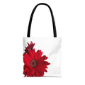 Red Gerbera Floral Tote Bag – Bright Daisy Print Canvas Tote