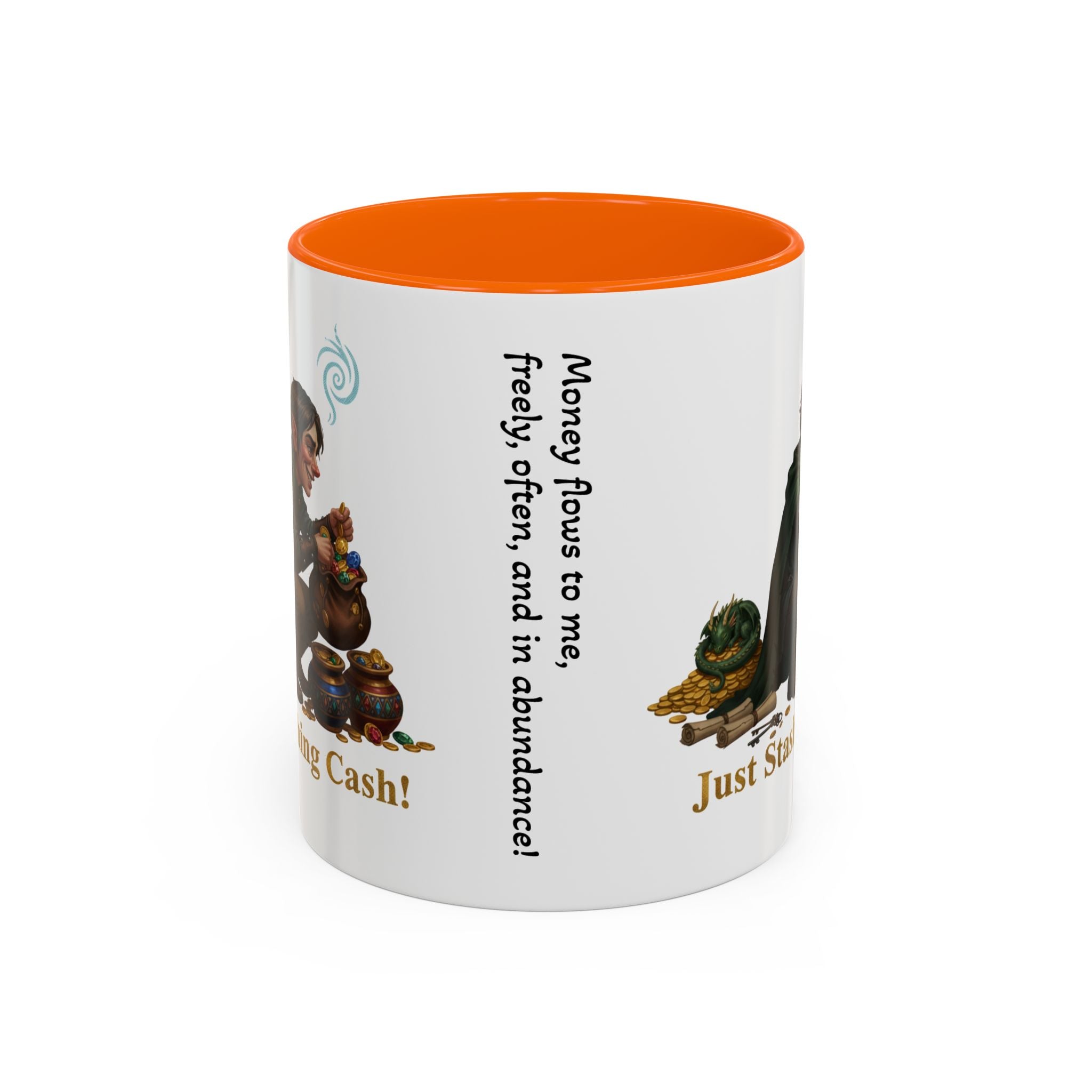 Accent Coffee Mug — "Just Stashing Cash!" Fantasy Gnome Money Mug (11/15oz)