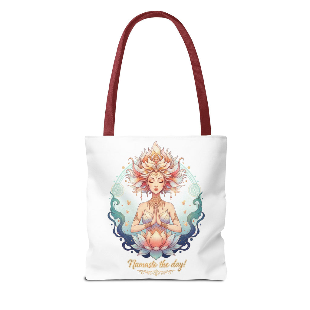 Yoga Lotus Tote Bag — "Namaste the day!" Meditation Canvas Tote