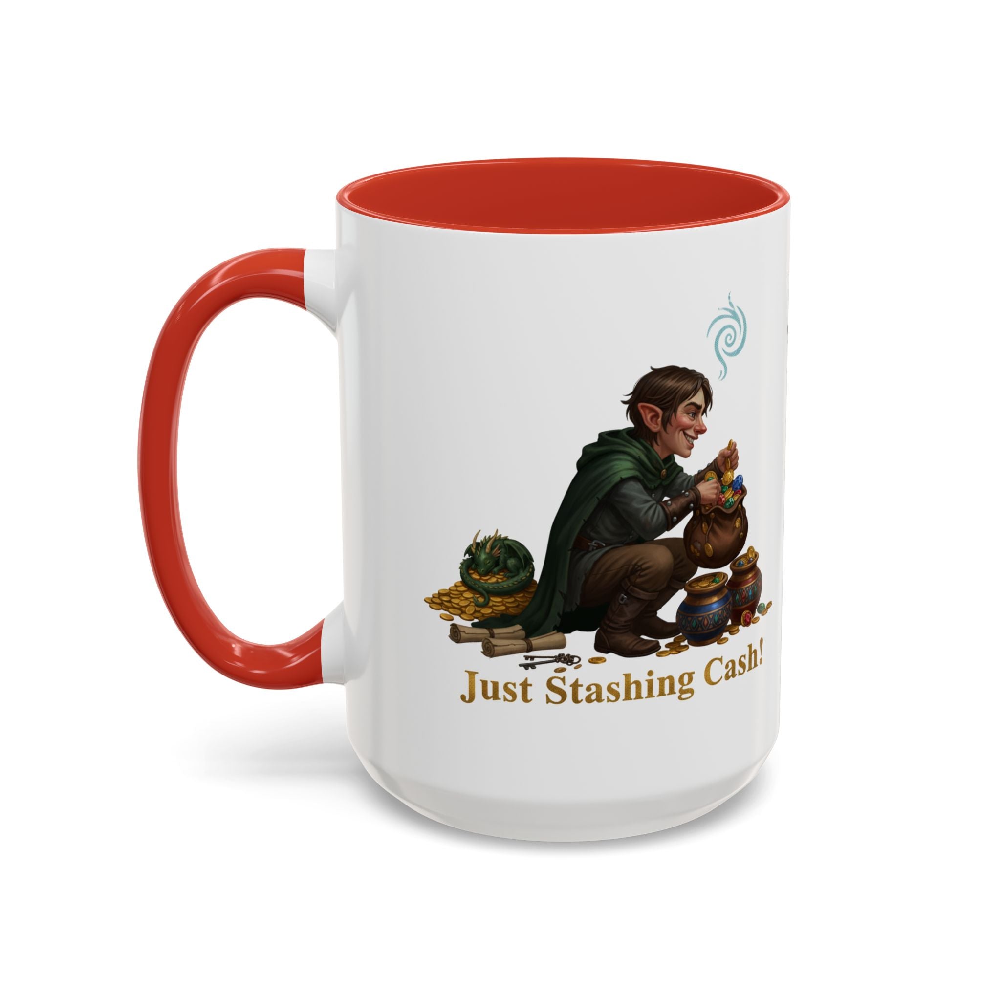 Accent Coffee Mug — "Just Stashing Cash!" Fantasy Gnome Money Mug (11/15oz)