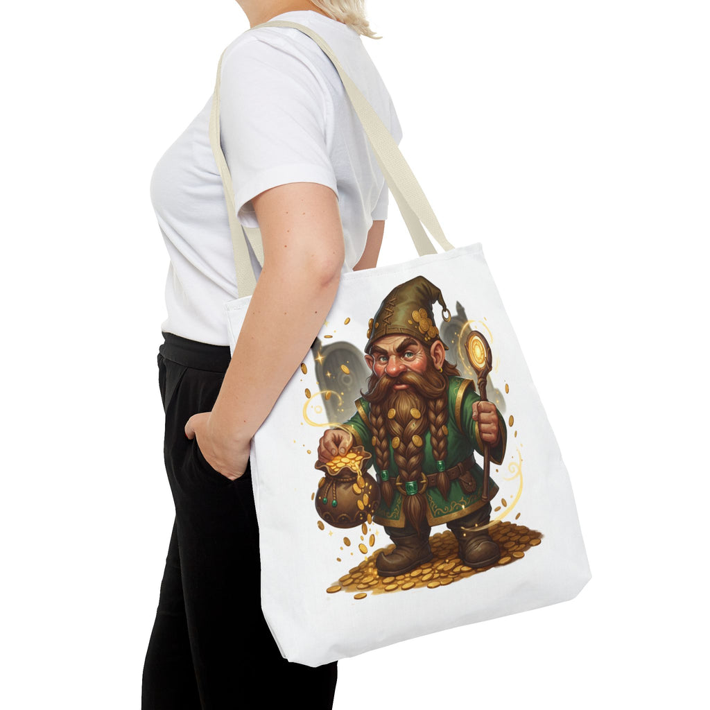 Gnome Goldkeeper Tote Bag – Fantasy Dwarf Coin Lover All-Over Print Tote