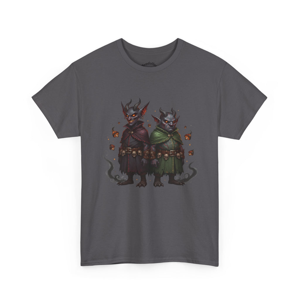 Demonic Twins Graphic Tee — Gothic Fantasy Demon Couple T-Shirt