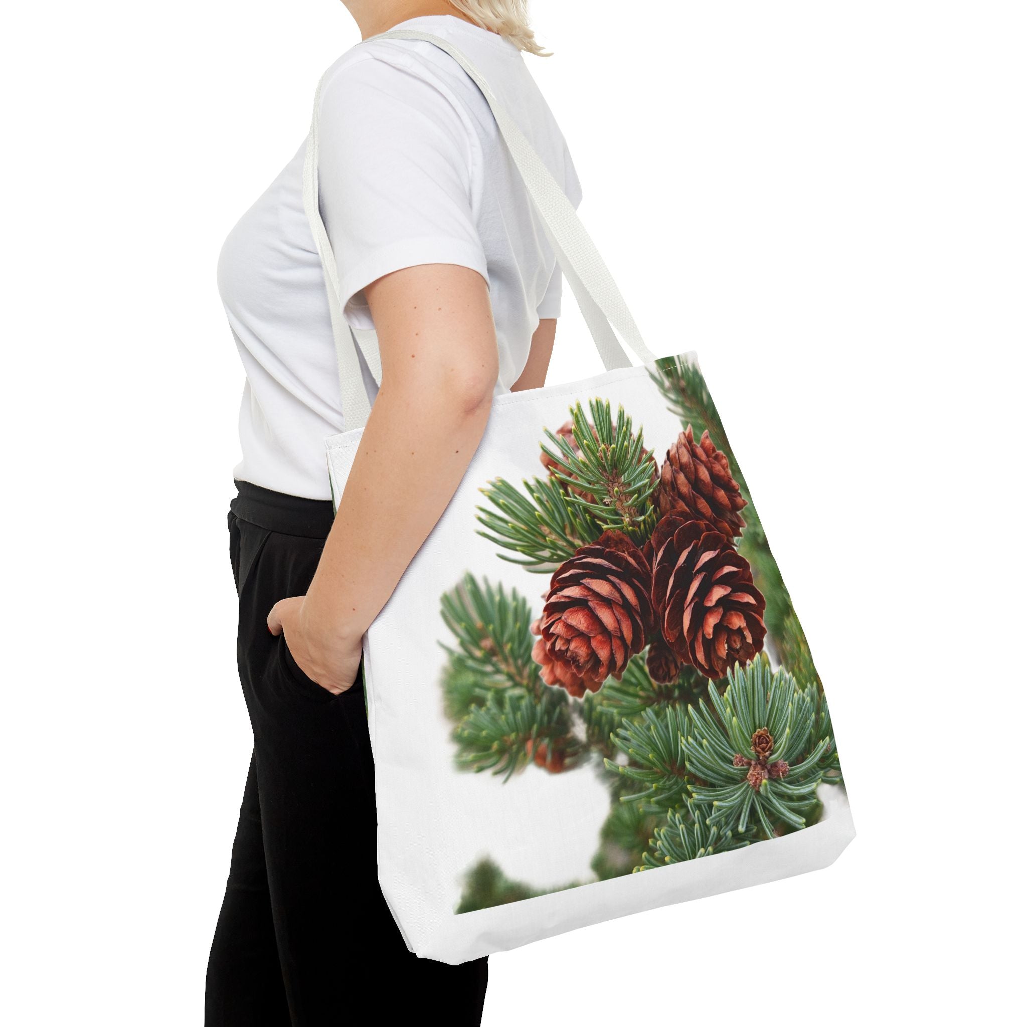 Pinecone Winter Tote Bag — Botanical Evergreen Holiday Market Bag