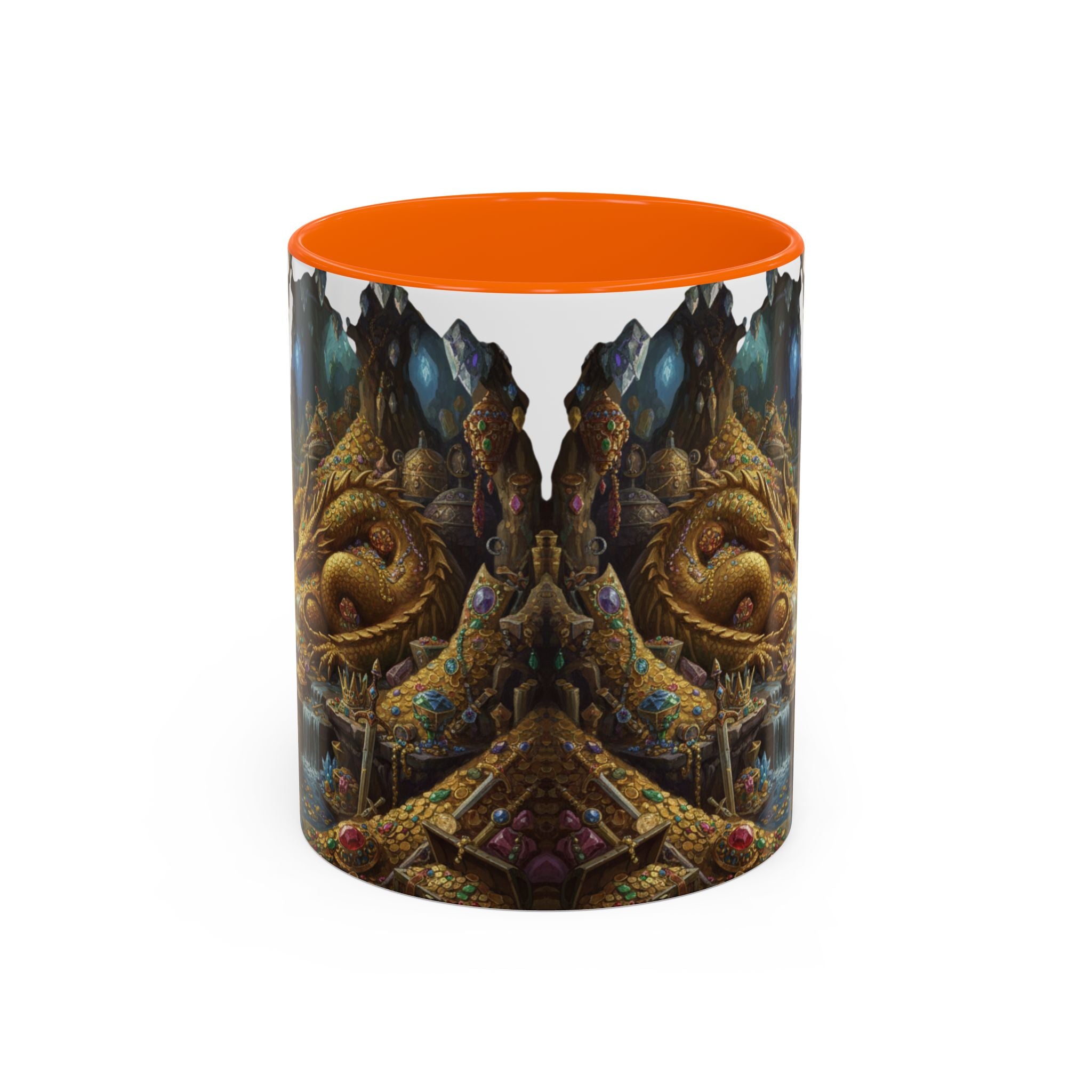 Dragon Hoard Accent Coffee Mug — Fantasy Treasure Landscape (11/15 oz)