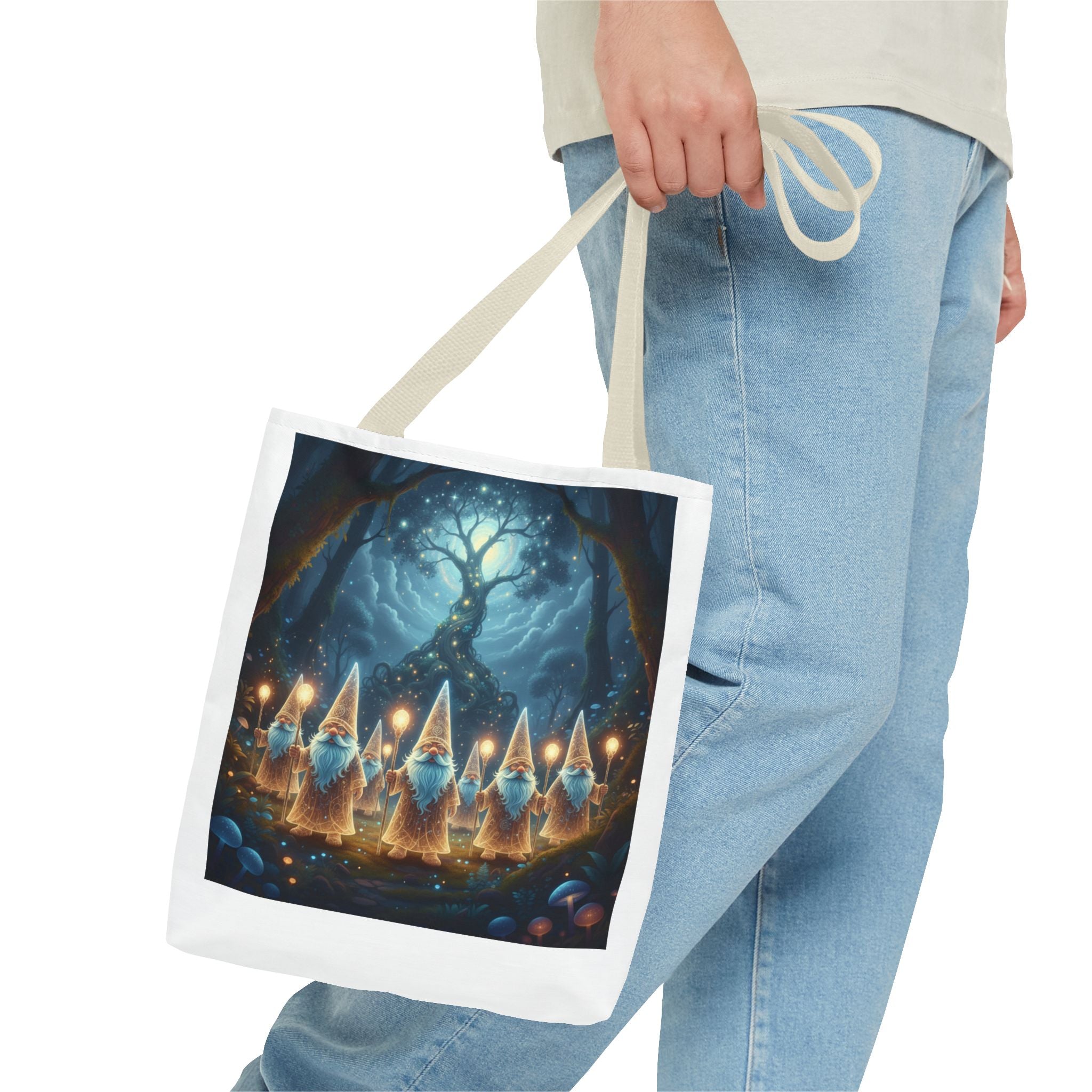 Mystical Gnome Forest Tote Bag — Candlelight Woodland Magic AOP