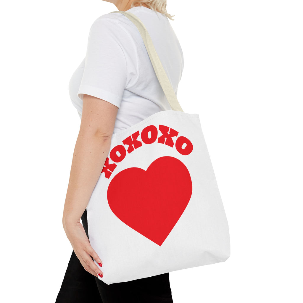 Valentine Heart 'XOXOXO' Tote Bag — Romantic Red Heart Canvas Tote for Valentine's Day