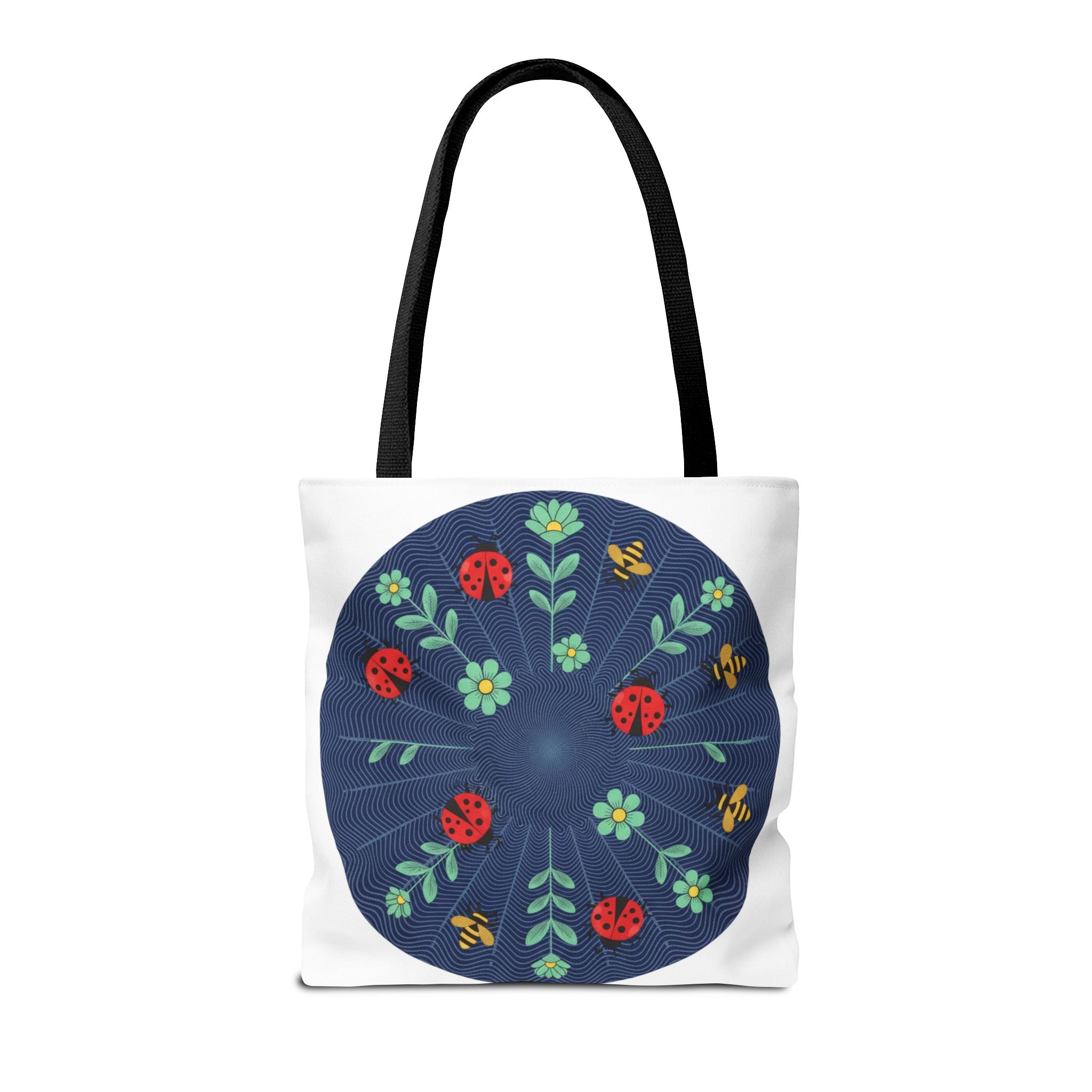 Ladybug Garden Tote Bag — Floral Circular Print AOP Tote