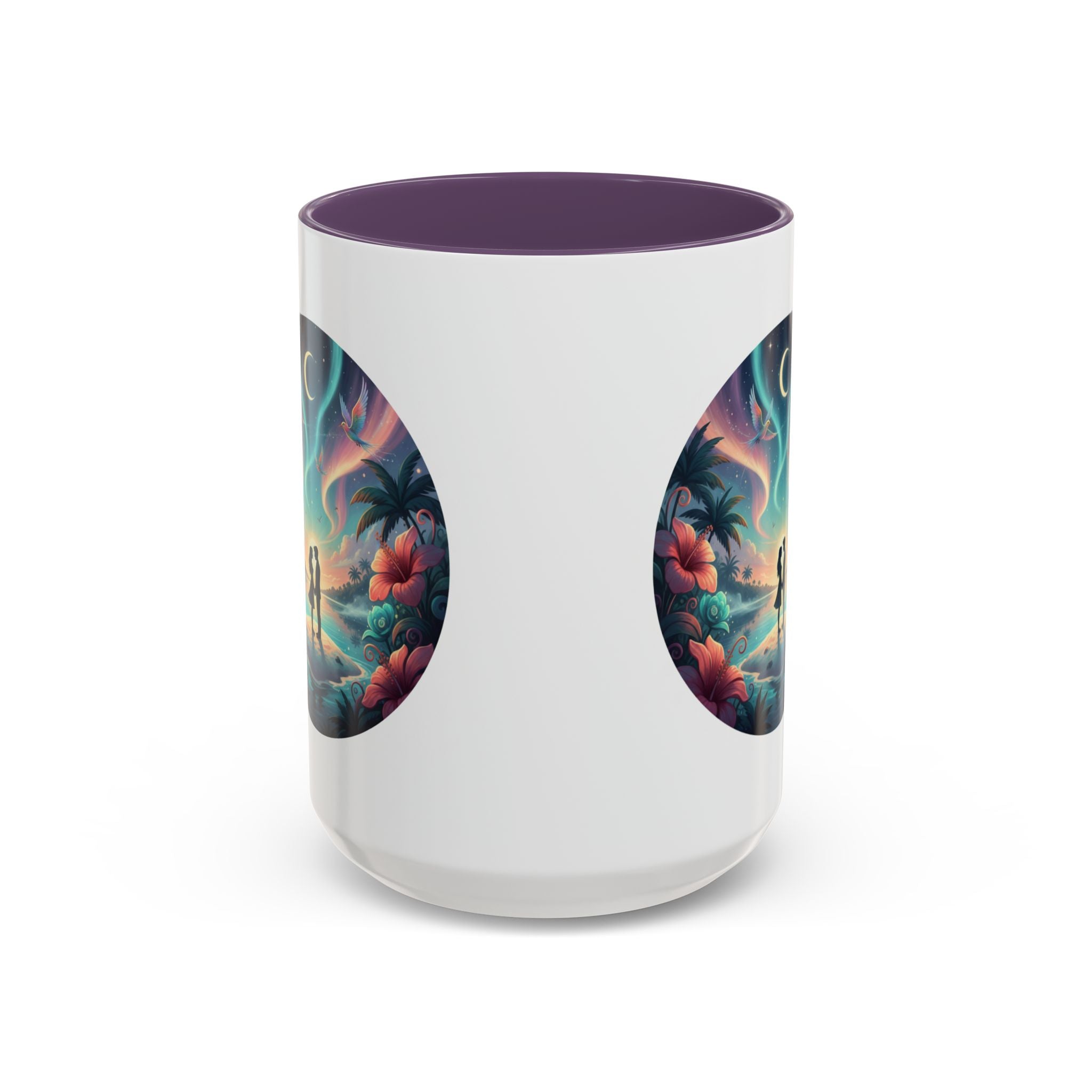 Tropical Sunset Coffee Mug — Romantic Beach Couple Accent Mug (11/15 oz)