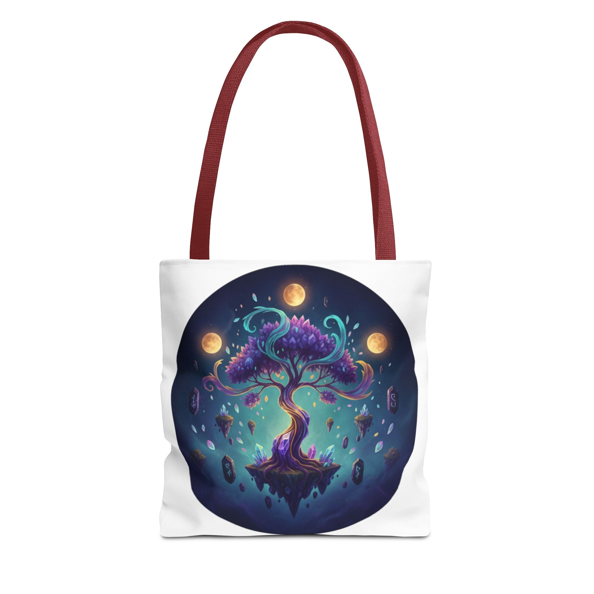Mystic Floating Tree Tote Bag — Cosmic Moonlight Illustration All-Over Print
